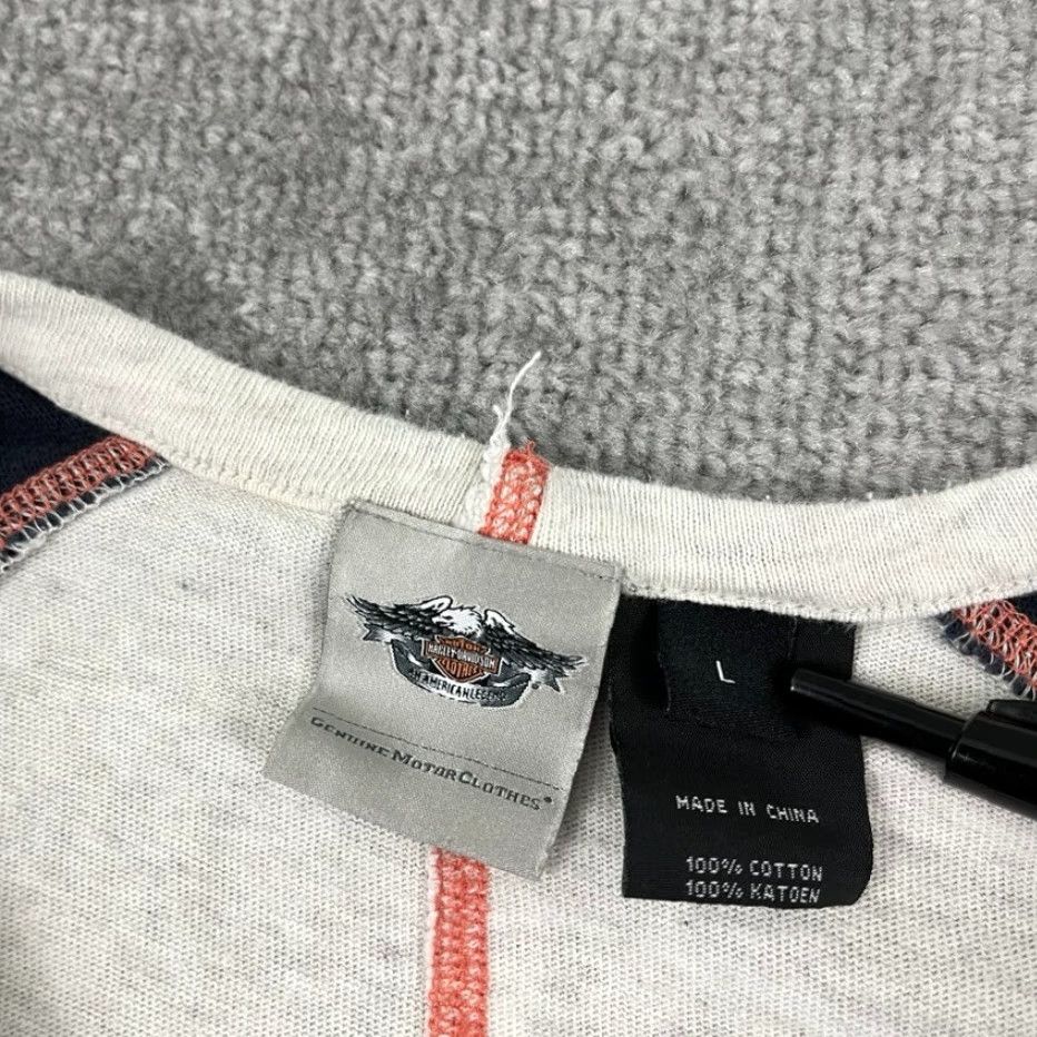 Harley Davidson Harley-Davidson Biker Shirt Womens Large Multicolor Raglan Crew Neck Short Sleeve Size L / US 10 / IT 46 - 3 Thumbnail