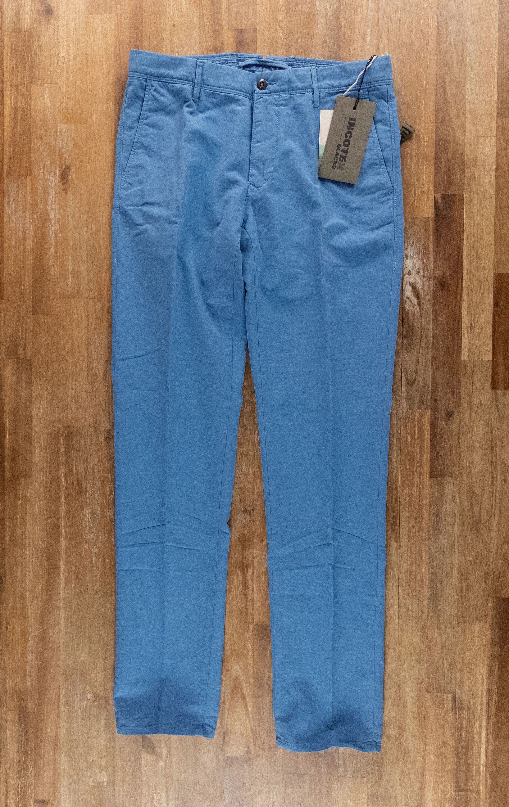 Incotex INCOTEX Slacks blue slim flat front cotton chino pants 32 Size US 32 / EU 48 - 1 Thumbnail
