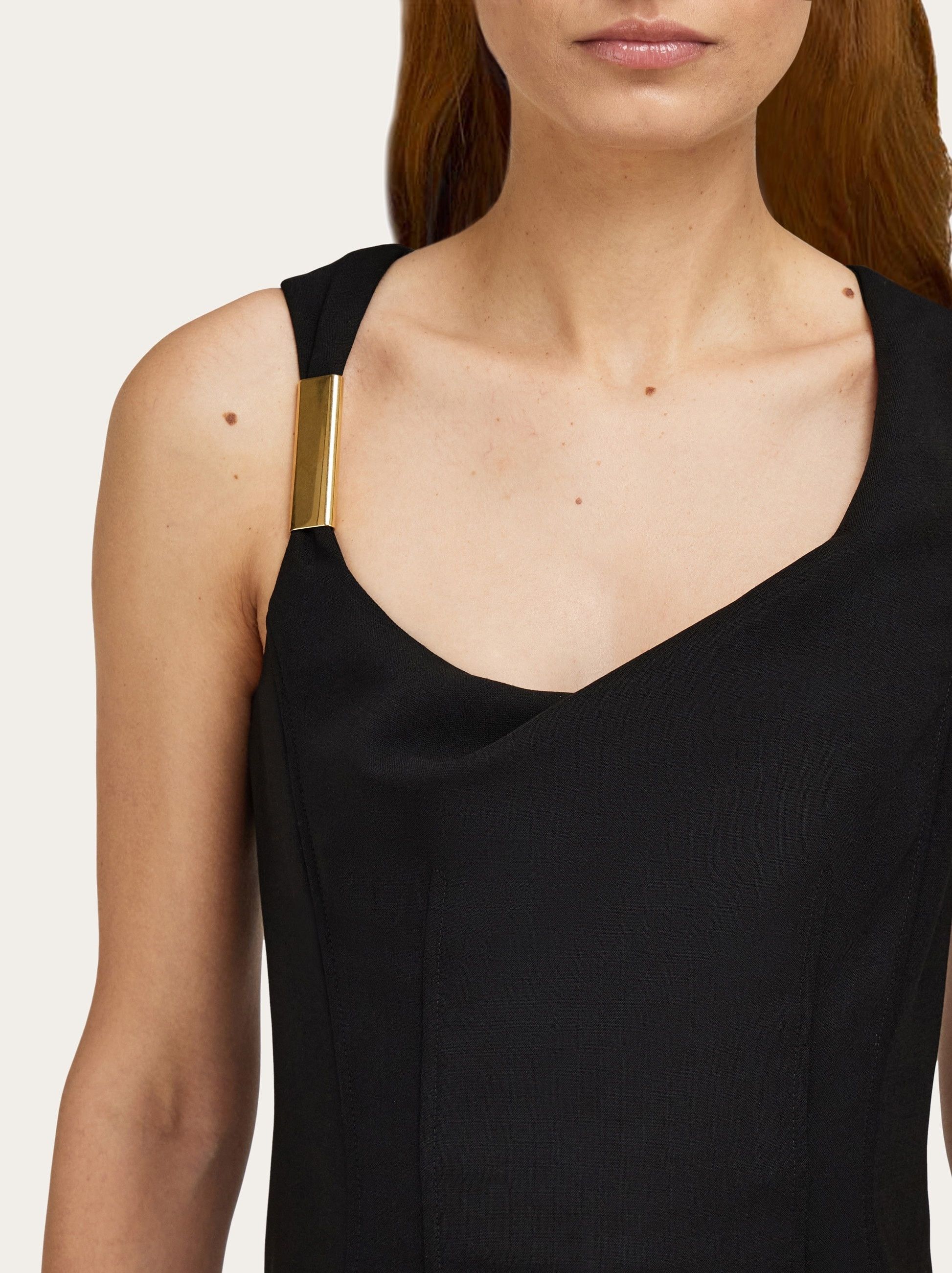 Salvatore Ferragamo o1s1rm0426 Corseted Dress in Black Size M / US 6-8 / IT 42-44 - 5 Thumbnail