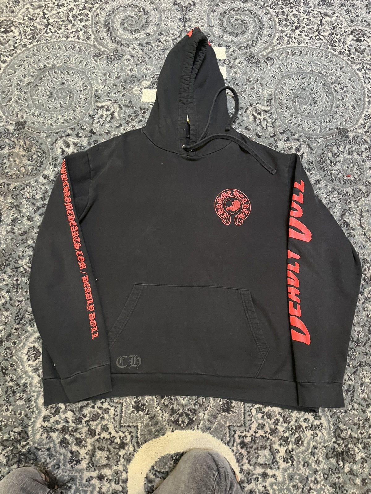 Chrome Hearts × Deadly Doll Black and Red Chrome Heart Deadly Doll