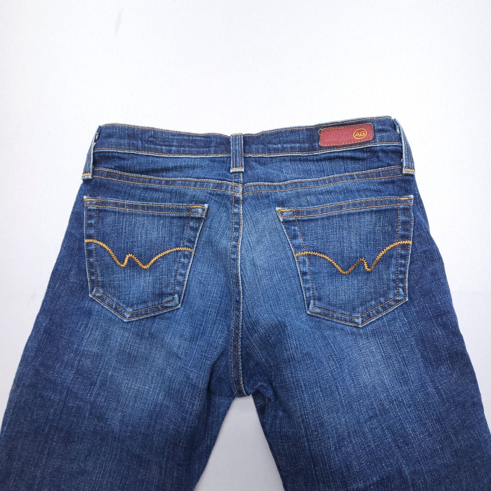 Vintage VINTAGE AG Adriano Goldschmied Jeans Flared Low Rise 27 Dark Wash Blue 27" Inseam Womens Boys? Size 27" / US 4 / IT 40 - 4 Thumbnail