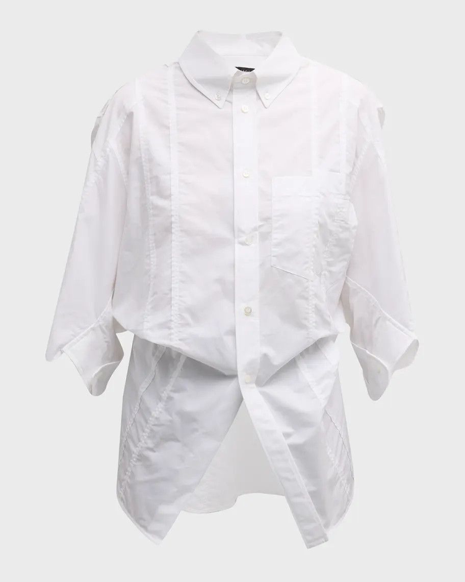 o1bcso1str1124 DIY Twisted Sleeve Shirt Large Fit in White