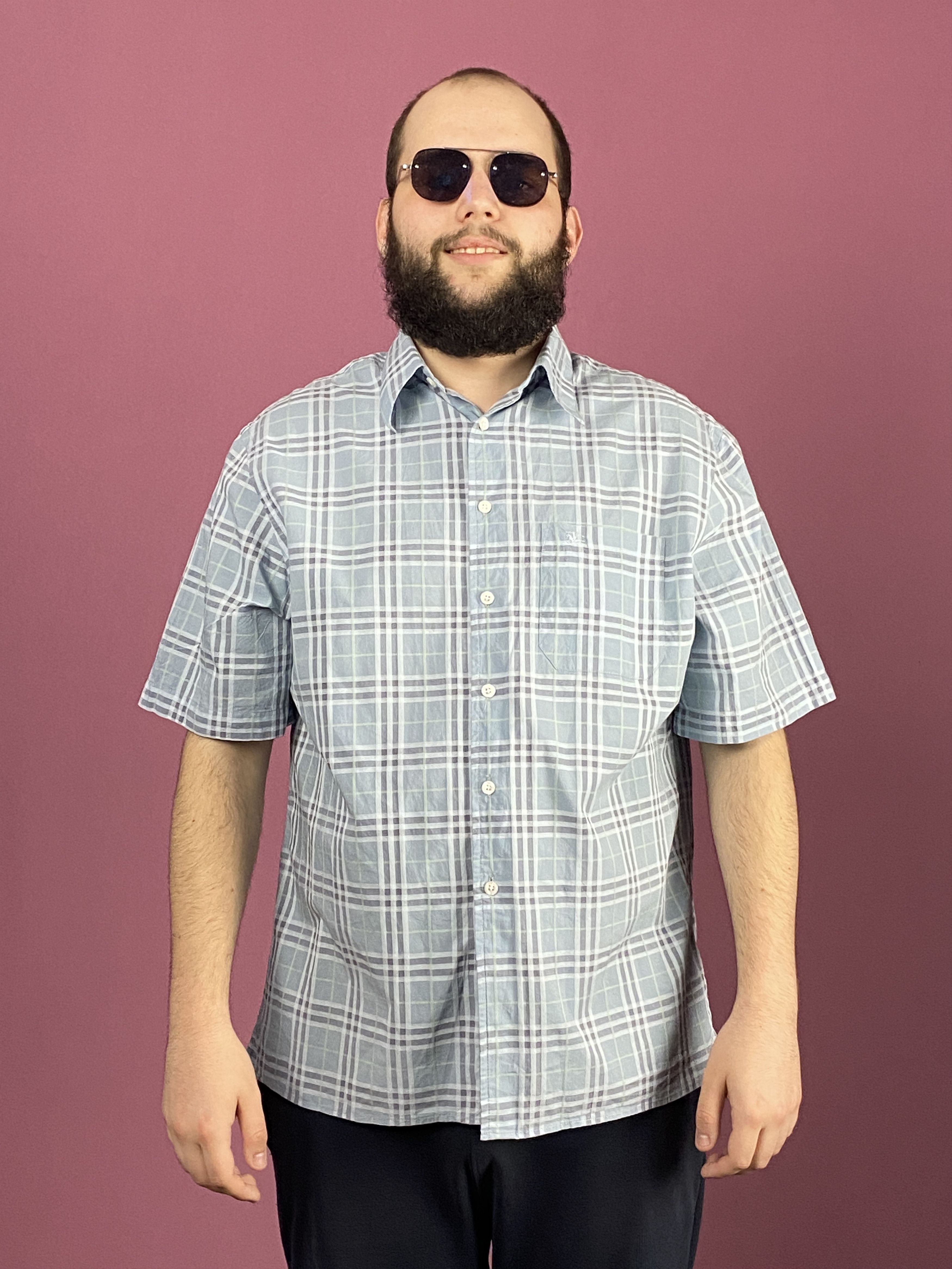 Burberry Burberry Men's Nova Check Short Sleeve Shirt - L Size US L / EU 52-54 / 3 - 1 Thumbnail