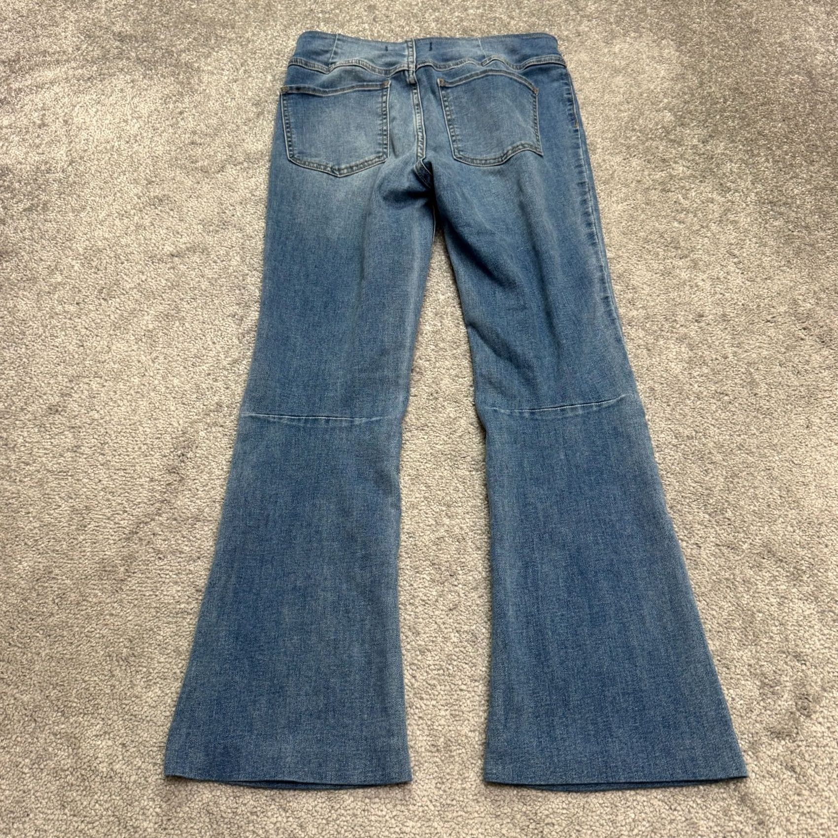 Vintage We The Free Pull On Flare Denim Jeans Womens 28 Blue High Rise Stretch Y2K Style Size 28" / US 6 / IT 42 - 2 Thumbnail