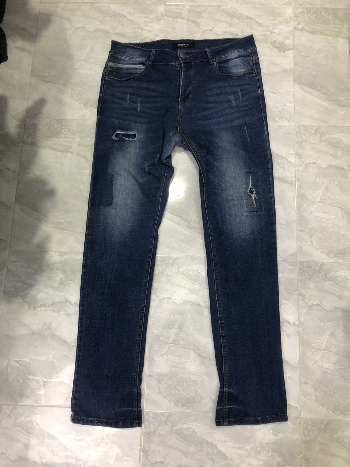 Designer × Kenneth Cole Kenneth Cole New York Distressed Repair Jeans – Size 34 Size US 34 / EU 50 - 1 Thumbnail