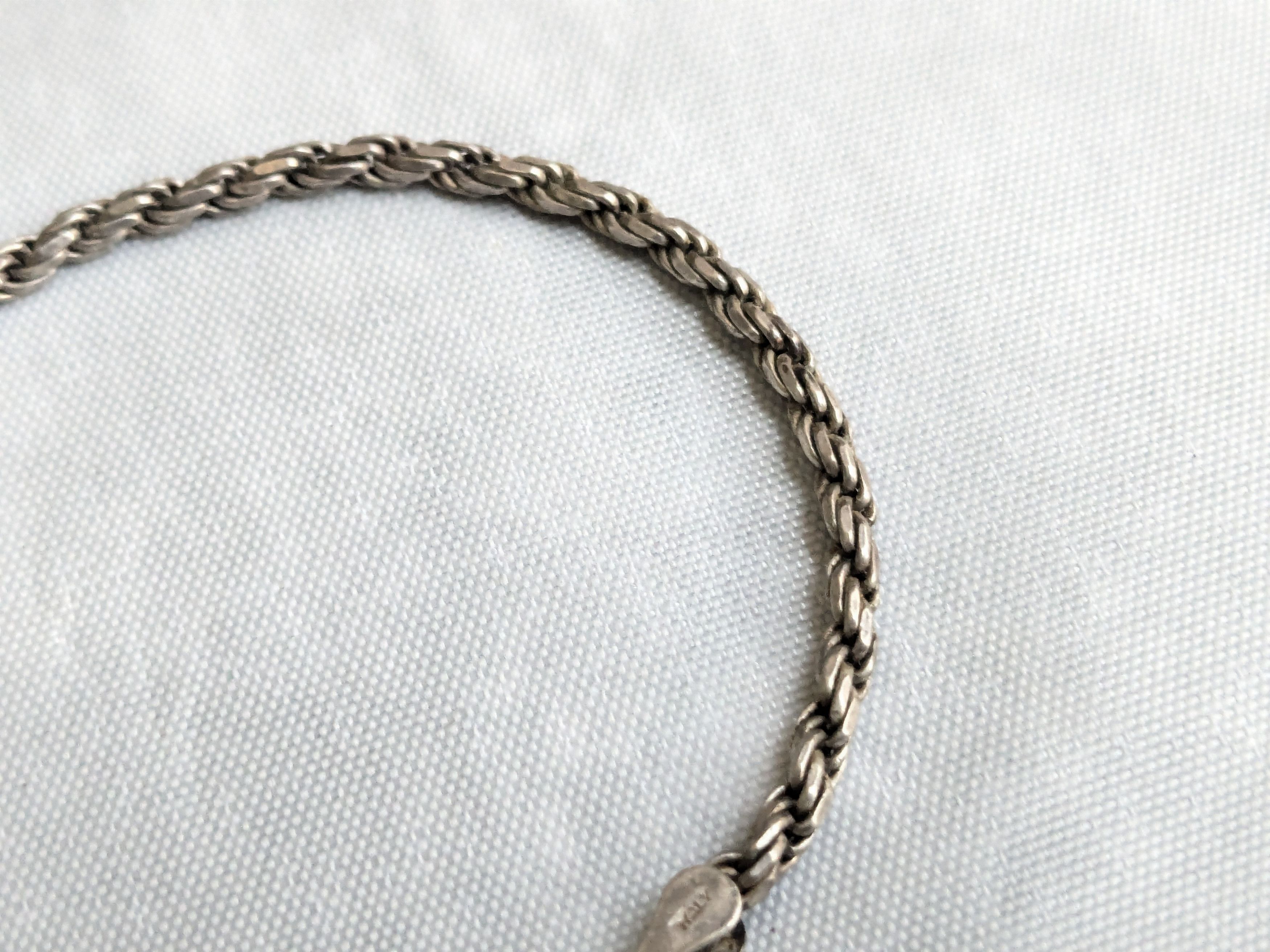 Jewelry Vintage Sterling Silver Rope Bracelet Twist 7" Italy Size ONE SIZE - 3 Thumbnail