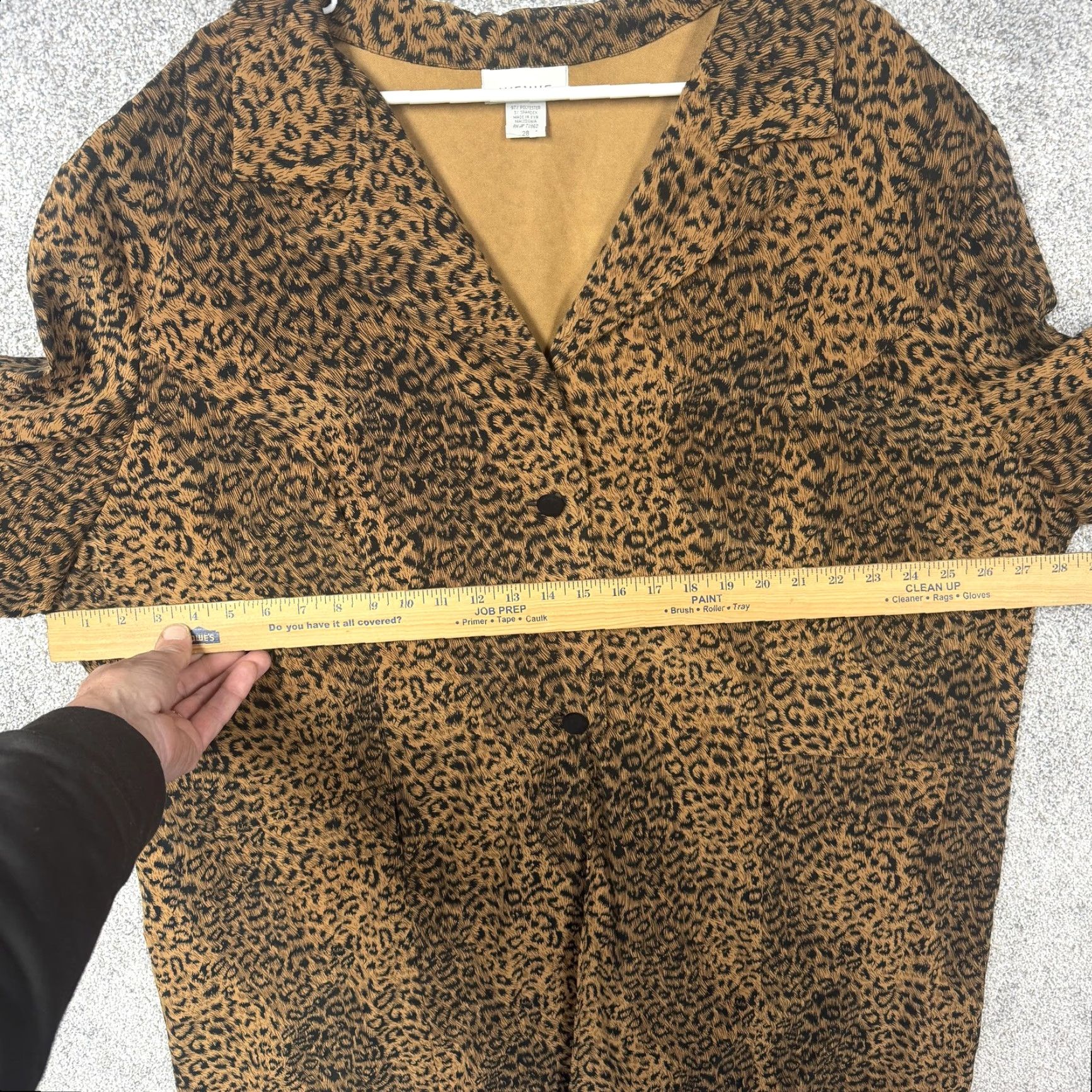 Avenue Avenue Tunic Top Plus 28 Brown Leopard Print Blouse Long Sleeve Button Collared Lined Pockets Animal Print Y2K Glam Feminine Casual Womens Size 4XL / US 24-26 - 3 Thumbnail