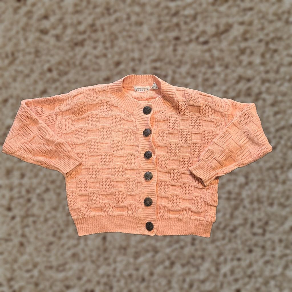 Express Express Sweater Womens XS Orange Chunky-Knit Basketweave Cardigan 90s Vintage Women Mens? Size XS / US 0-2 / IT 36-38 - 1 Thumbnail