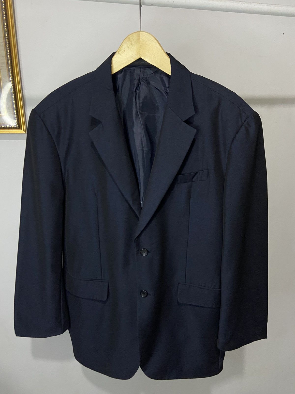 Solid Homme × Wooyoungmi Wooyoungmi Solid Homme Navy Sateen Single Breasted Blazer Size 46L - 1 Thumbnail