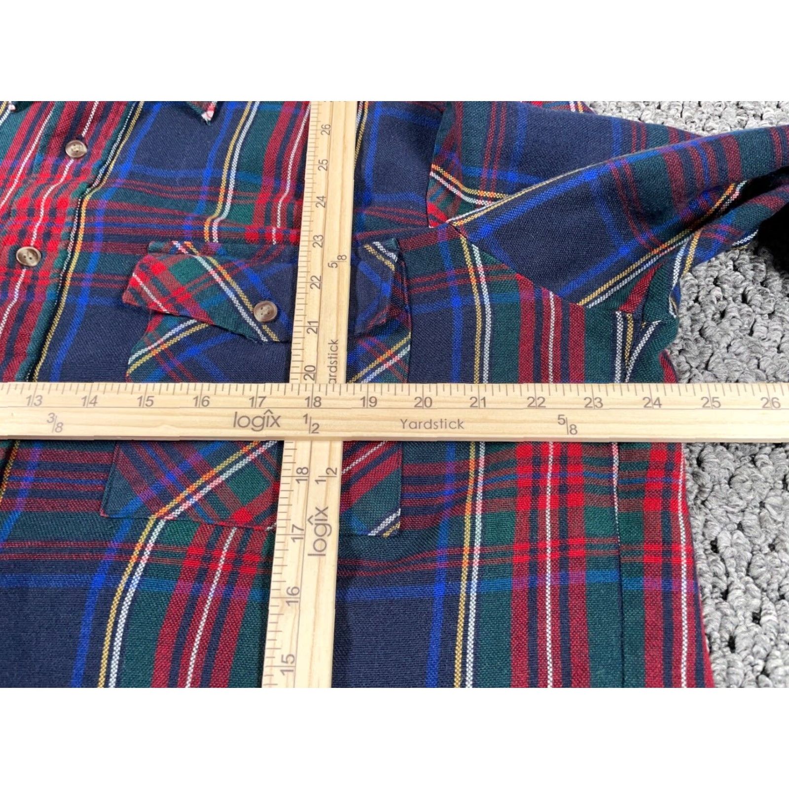 Vintage VTG 80s Grunge Flannel Shirt Men XL Red Blue Plaid Tartan Lightweight Backpacker Chest Pockets Casual Workwear Size US XL / EU 56 / 4 - 5 Thumbnail