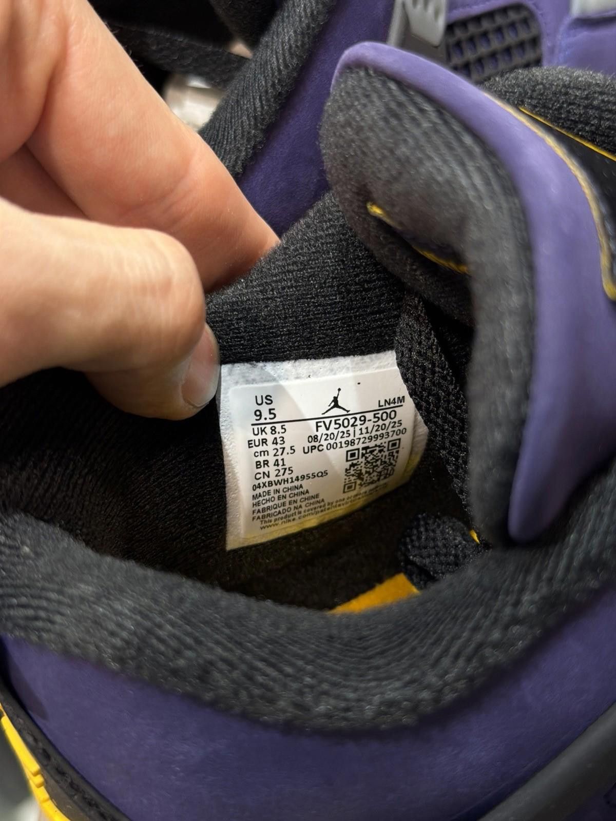 Jordan Brand Air Jordan 4 Retro Lakers "Imperial Purple" FV5029-500 (9.5) Size US 9.5 / EU 42-43 - 12 Thumbnail