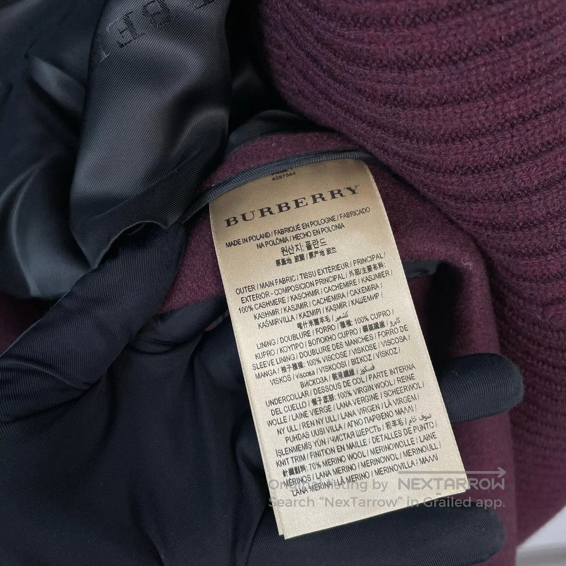Burberry Burberry Long Burgundy Cashmere Coat. Size S / US 4 / IT 40 - 6 Thumbnail