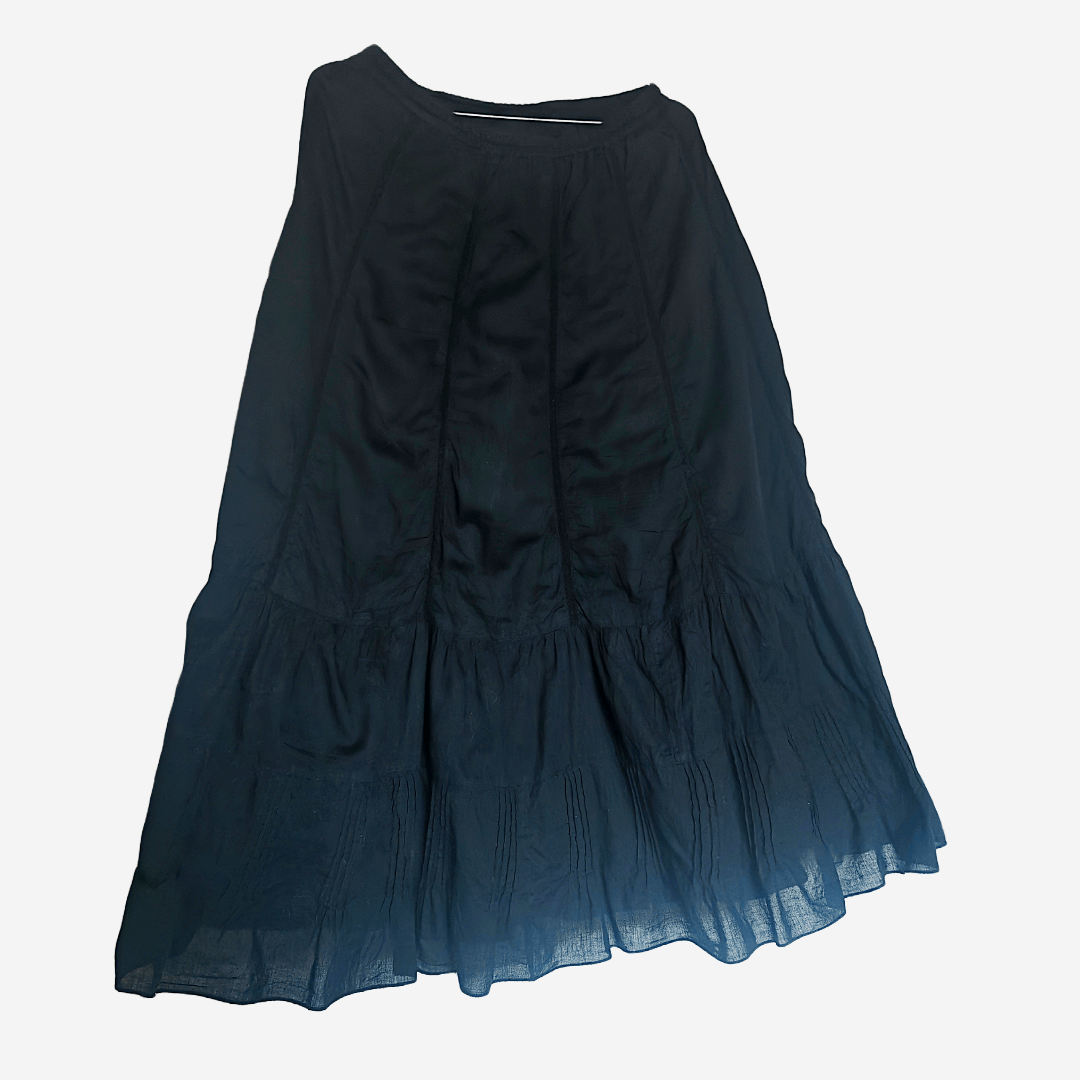 Other VTG Monsoon Black Ruffle Maxi Skirt Y2K 00s Witch Gothic Size 28" / US 6 / IT 42 - 4 Thumbnail