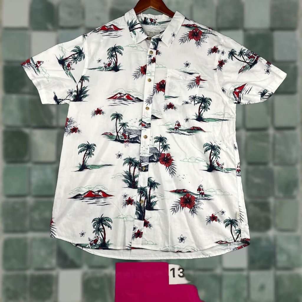 O'Neill Jack O'Neill Shirt Mens XL Short Sleeve Santa Christmas Tropical Button Up Multicolor Size US XL / EU 56 / 4 - 1 Thumbnail