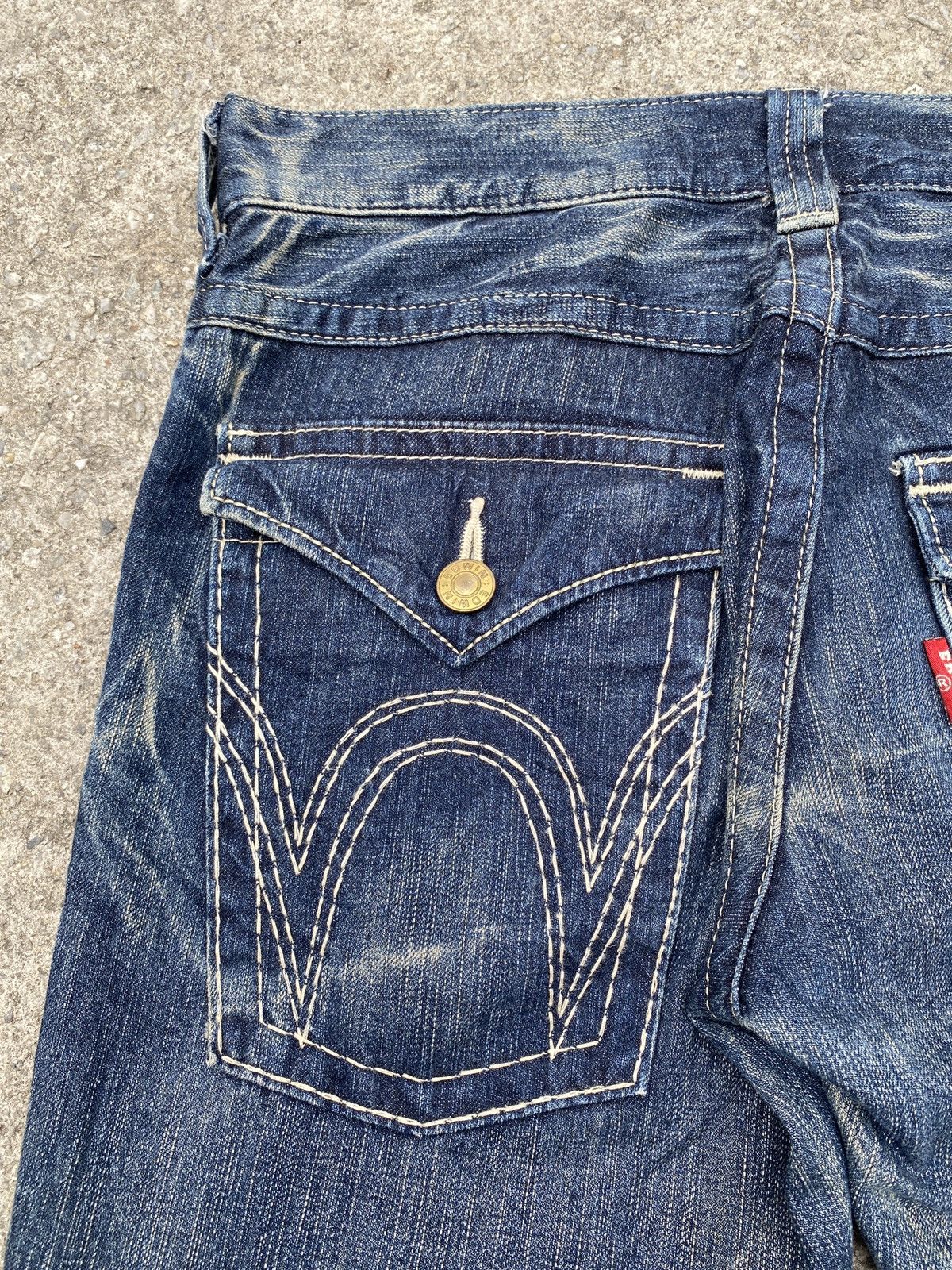Edwin × Japanese Brand × Tornado Mart 2000s - Edwin Blue Trip Claw Marks Design Flare Denim Size US 32 / EU 48 - 13 Thumbnail