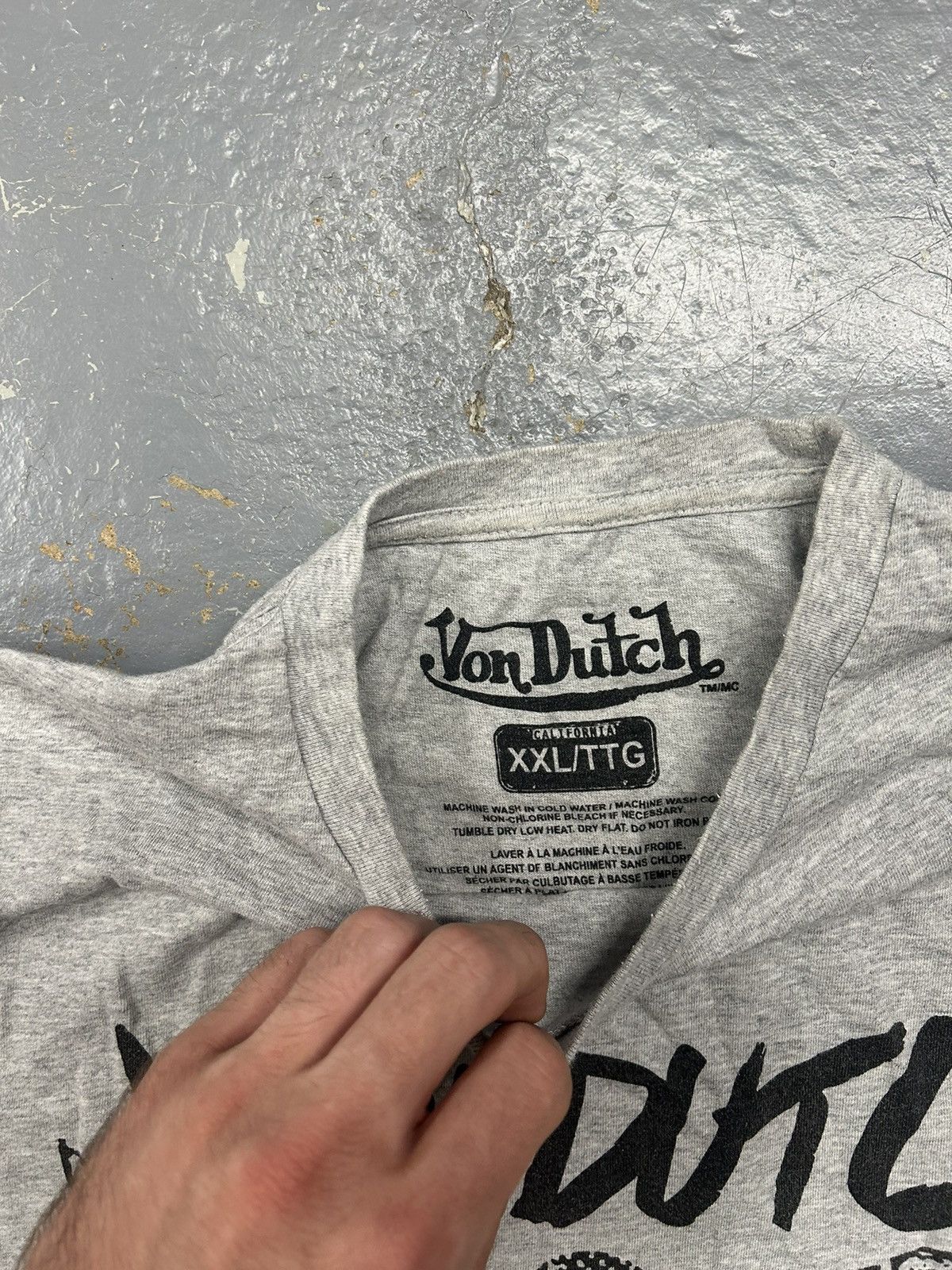 Vintage × Von Dutch Crazy Vintage Y2K Essential Grey Von Dutch Graphic Tee Shirt Size US XXL / EU 58 / 5 - 4 Thumbnail