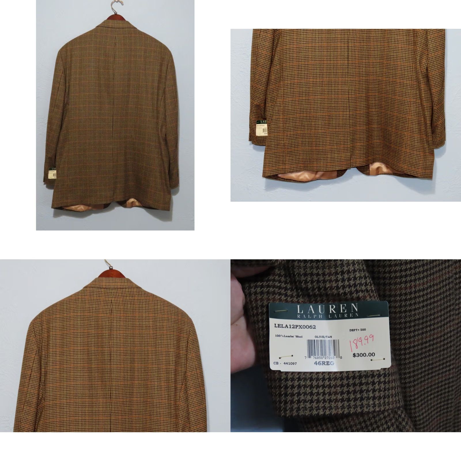 Ralph Lauren Ralph Lauren Sport Coat Brown Houndstooth Check 46R NWT / 100% Lambswool / Designer / Men / Regular Fit Size US S / EU 44-46 / 1 - 8 Thumbnail