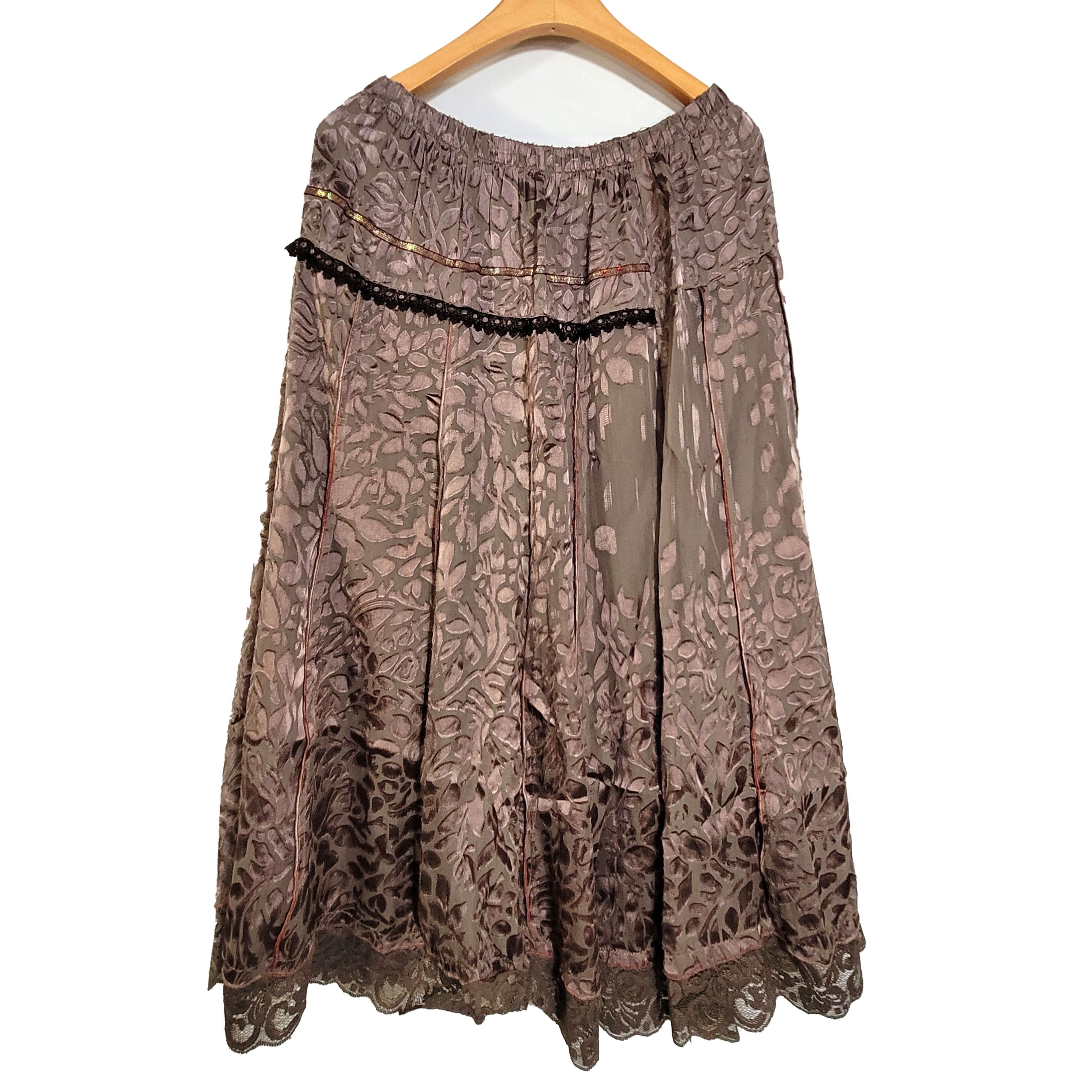 Other Women's 100% Silk A-Line Skirt Elastic Waist SBK167 Size 25" / US 0 / IT 36 - 1 Thumbnail