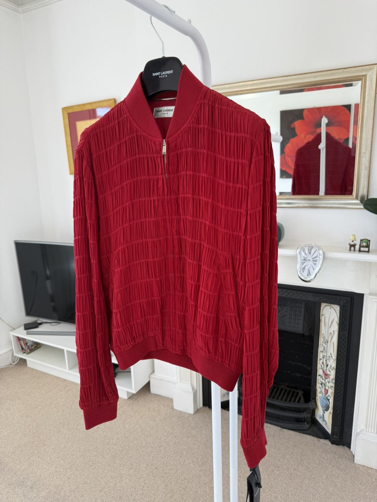 Saint Laurent Paris SS21 Saint Laurent Silk Teddy Jacket Striped Smocked Crepe Size US M / EU 48-50 / 2 - 4 Thumbnail