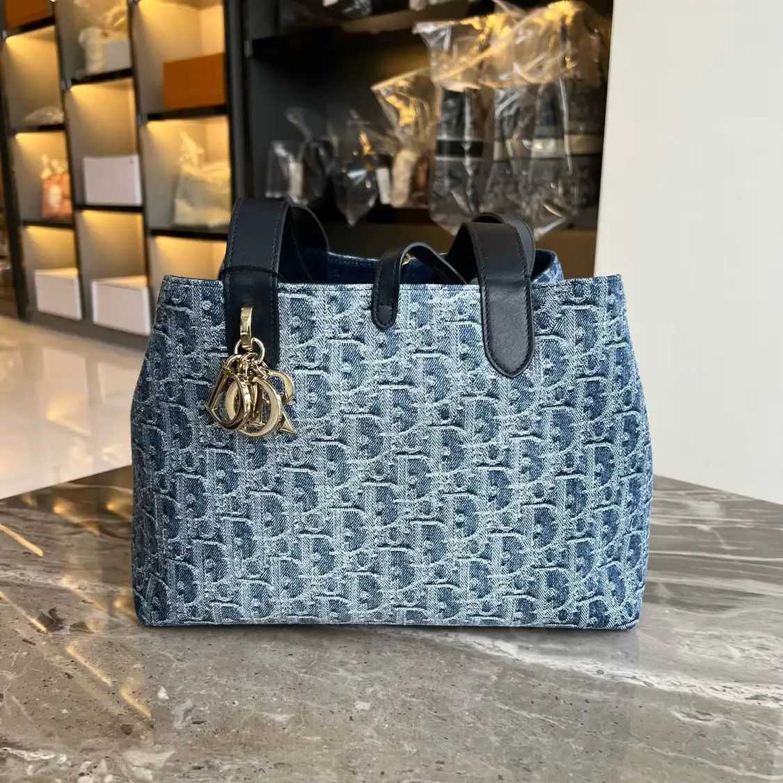 Dior DIOR Toujours Medium blue denim jacquard handbag Size ONE SIZE - 1 Thumbnail