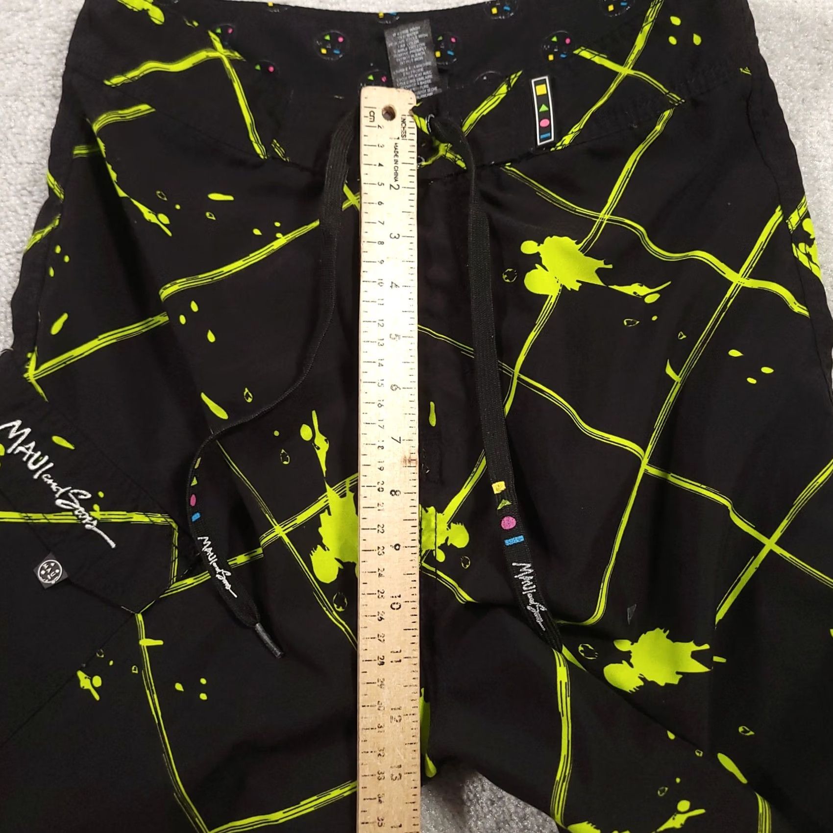Swims Maui and Sons Board Shorts Size 28 Swim Beach Black Green Mens Bottom Shorts Quick Dry Lightweight Polyester Size US 28 / EU 44 - 7 Thumbnail