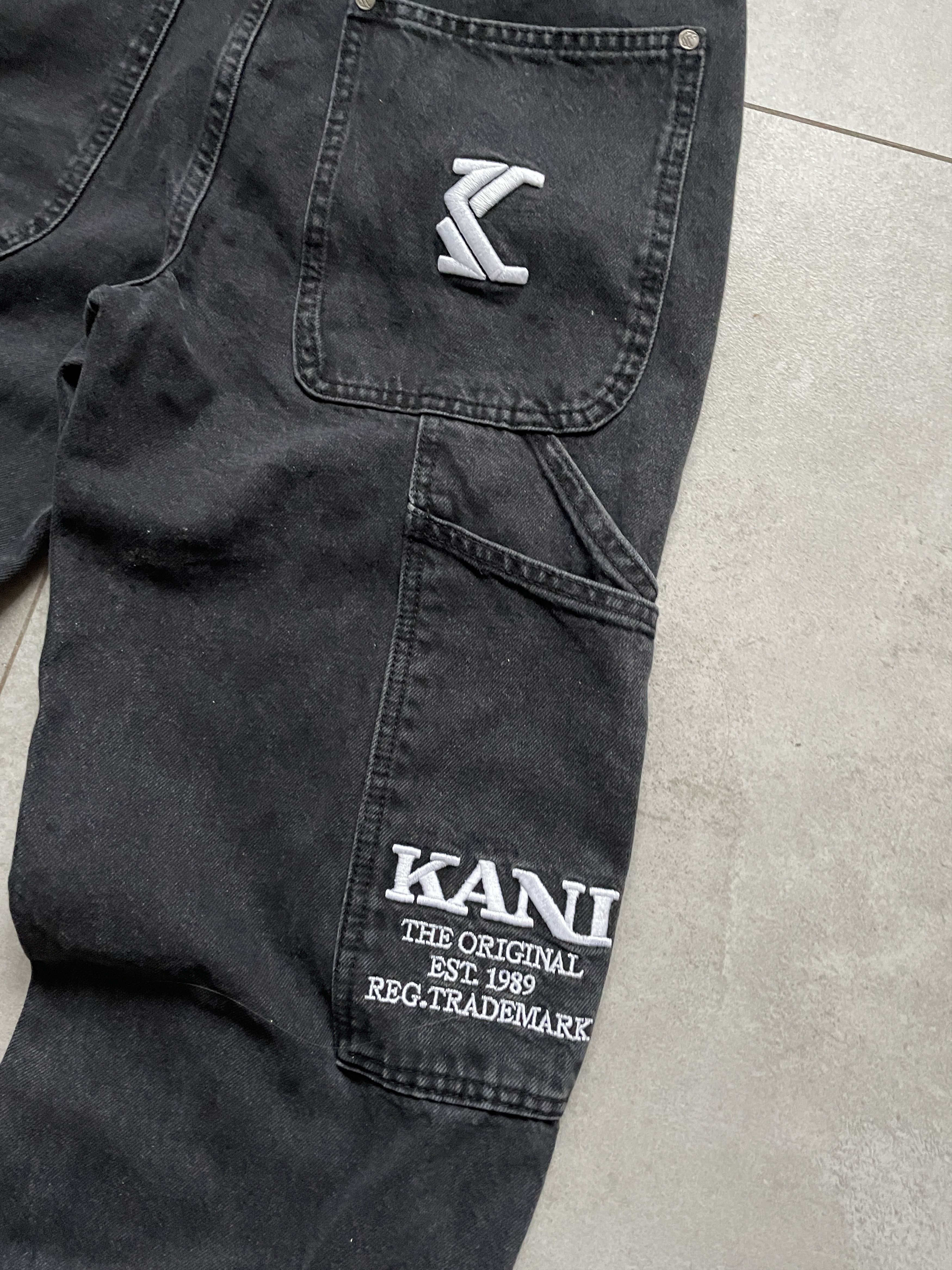 Karl Kani KARL KANI BLACK DENIM CARPENTER BAGGY JEANS HIP HOP Size US 30 / EU 46 - 4 Thumbnail