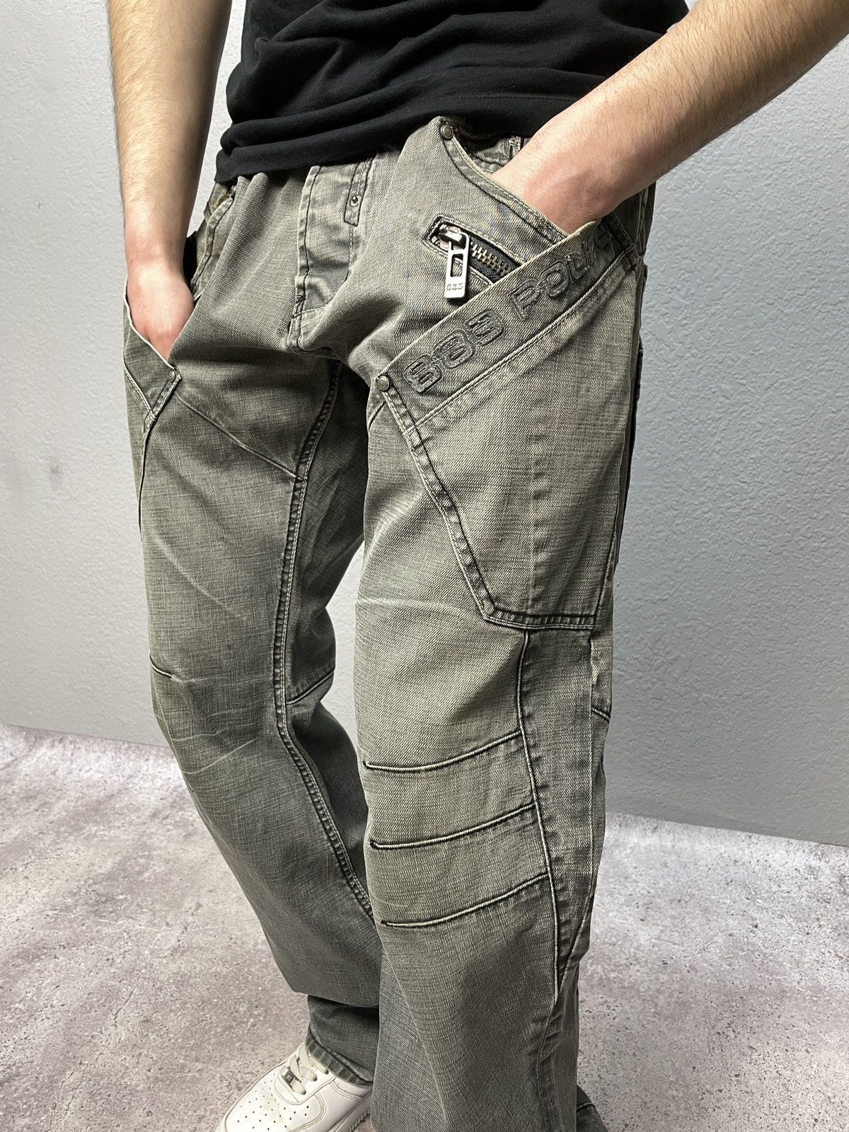 Vintage Distressed 00s Police Cargo Jeans Pants