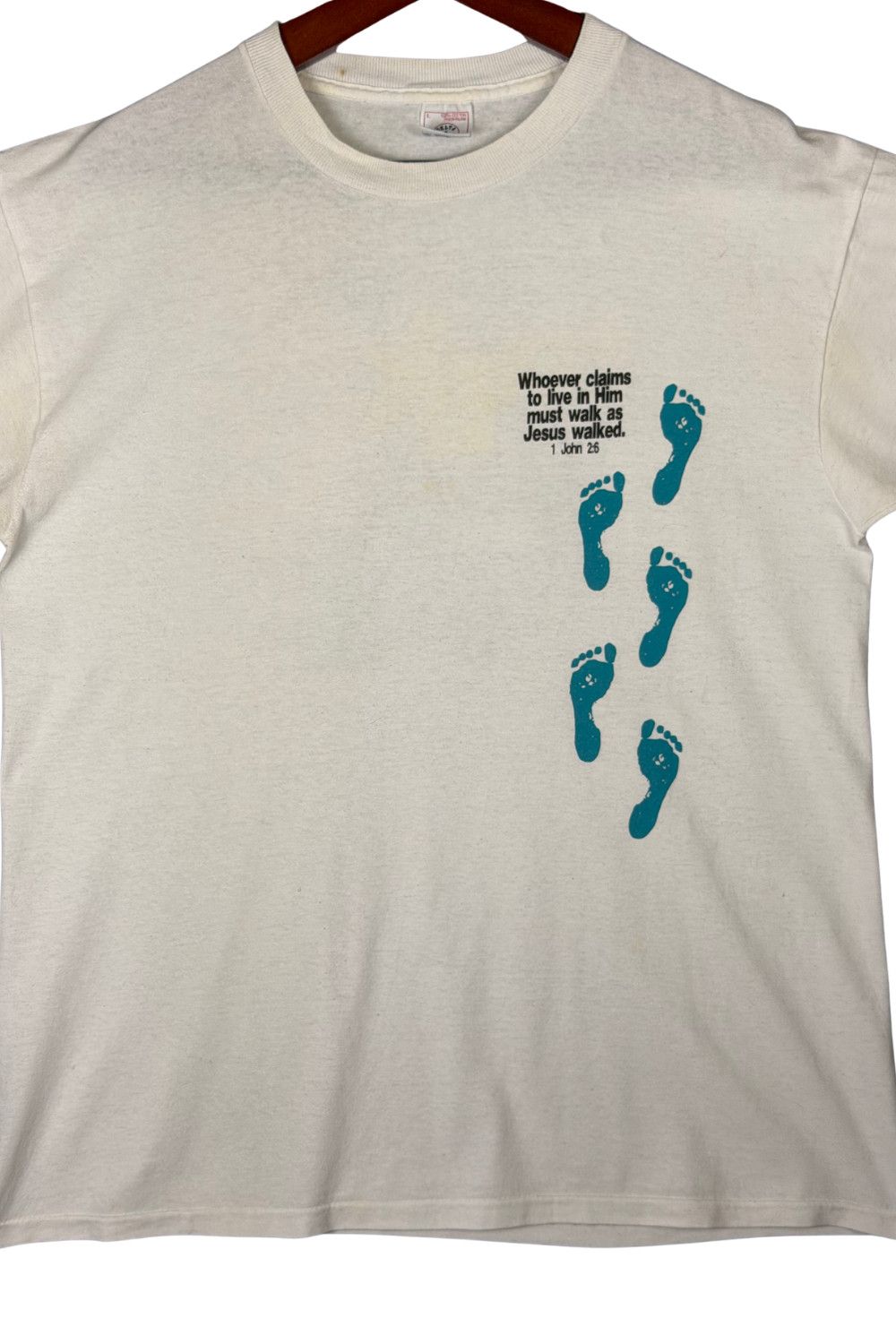 Delta late 80s “Walk The Walk” Christian Message Tee Single Stitch Size US L / EU 52-54 / 3 - 5 Thumbnail