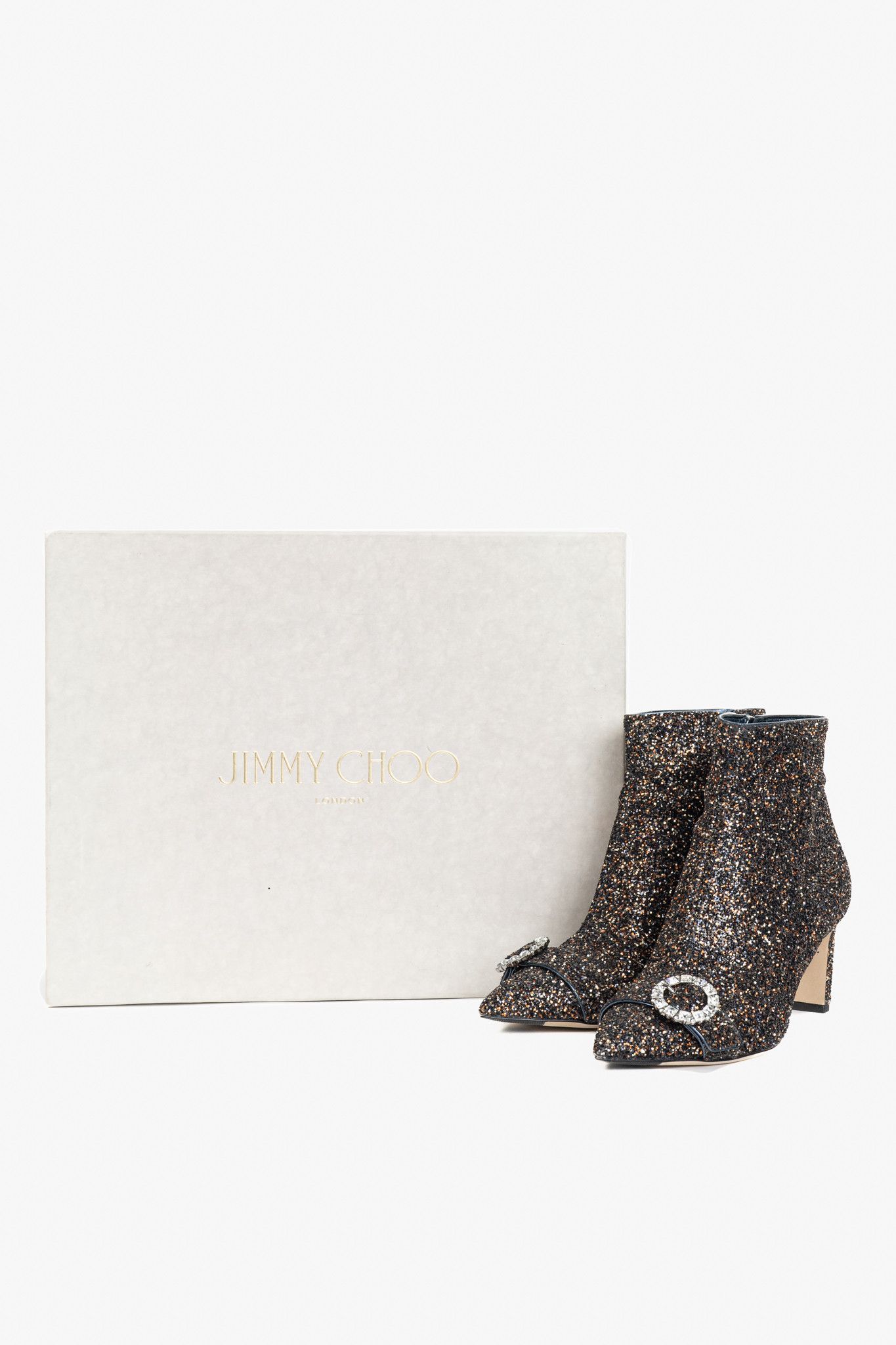 Jimmy Choo Jimmy Choo Hanover 65 Twinkle Glitter Buckled Booties Size US 8 / IT 38 - 11 Thumbnail