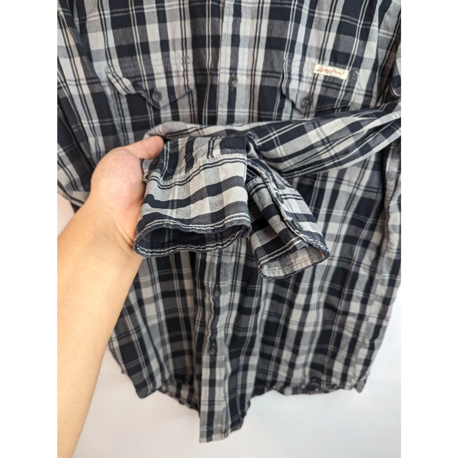Lucky Brand Lucky Brand Shirt Mens Large Black/Grey Plaid Western Rodeo Button Up 7MD4434 Size US L / EU 52-54 / 3 - 5 Thumbnail