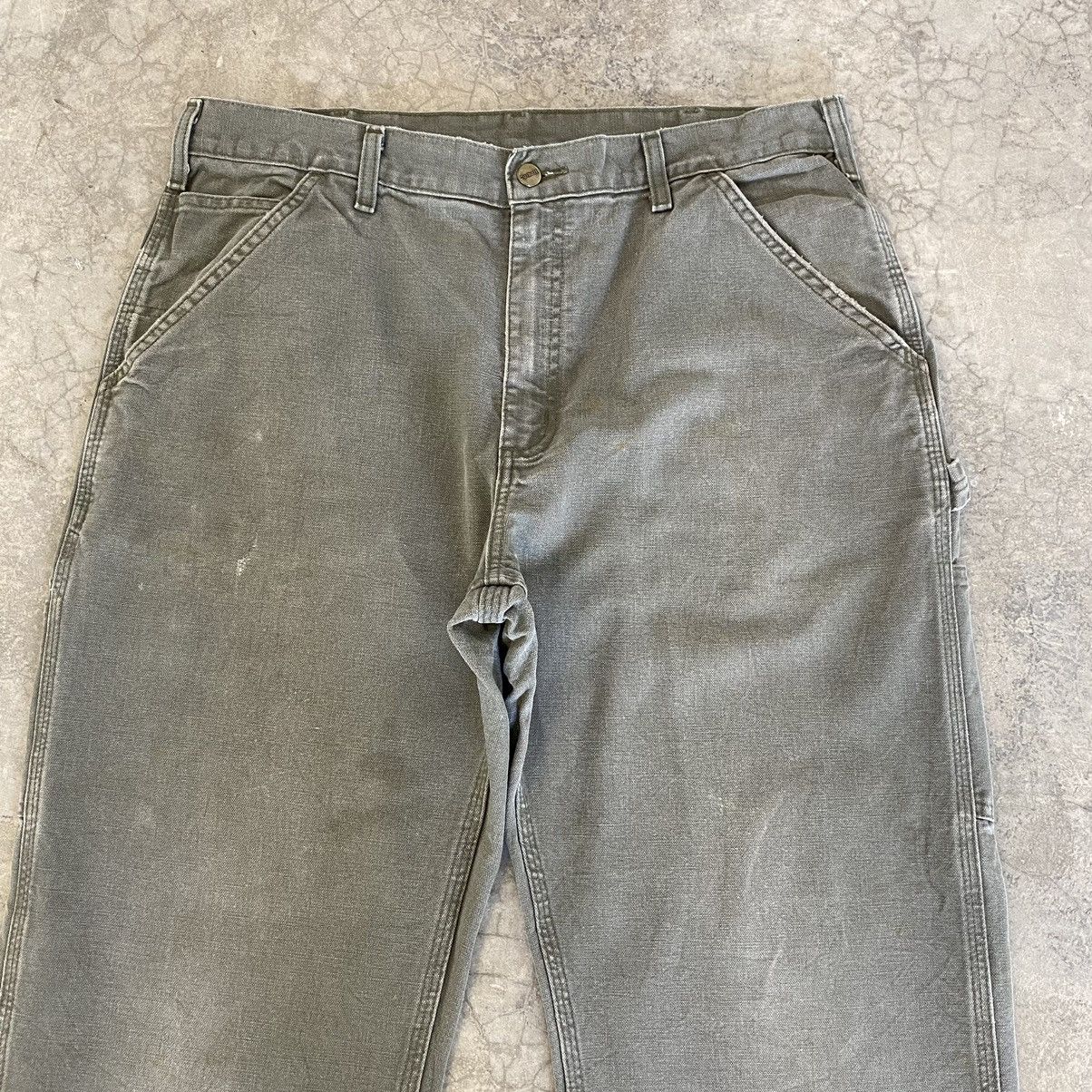 Carhartt × Vintage Vintage Carhartt Faded Moss Green Carpenter Work Pants Size US 36 / EU 52 - 4 Thumbnail