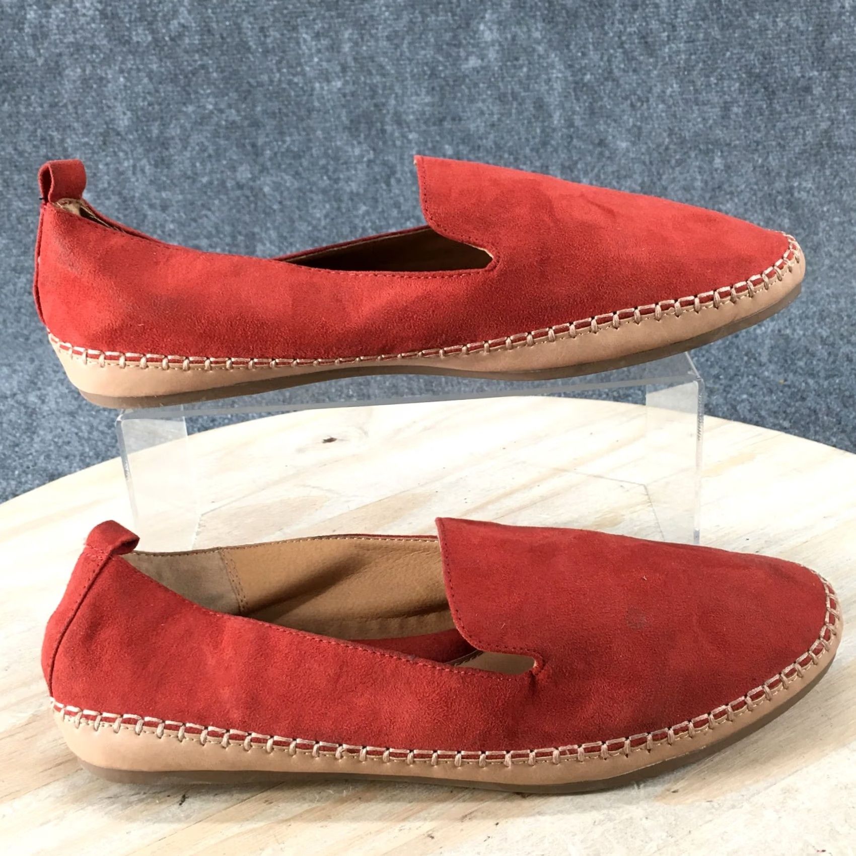 Vintage Universal Thread Shoes Womens 11 Casual Slip-On Flats Red Fabric Low Top Size L / US 10 / IT 46 - 2 Thumbnail