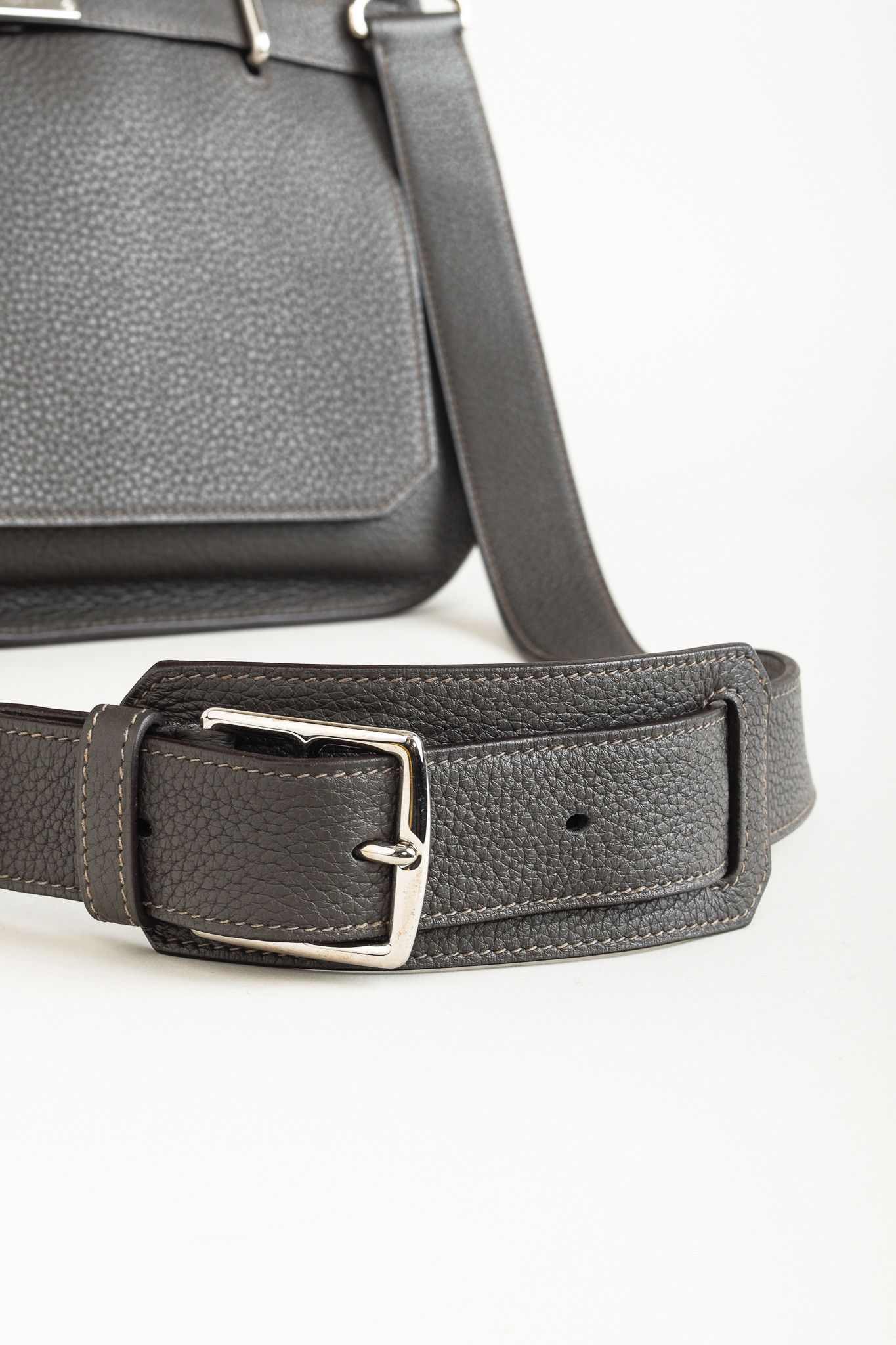 Hermes Hermes Jyspiere 34 Taurillon Clemence Graphite & Etoupe Bag Size ONE SIZE - 7 Thumbnail