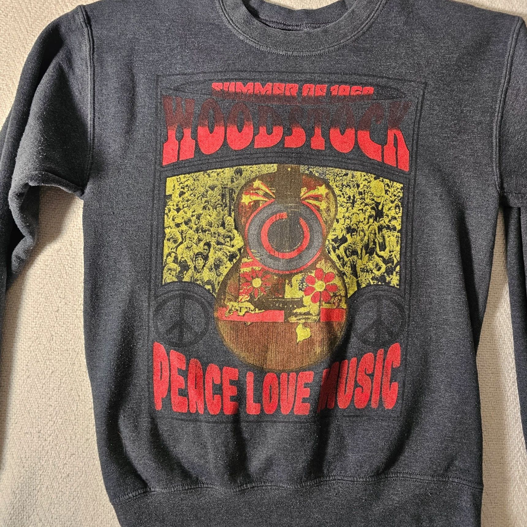 Vintage WOODSTOCK 1969 Sweater Life Clothing Co Gray Small Unisex Adults Long Sleeve Casual Size S / US 4 / IT 40 - 2 Thumbnail