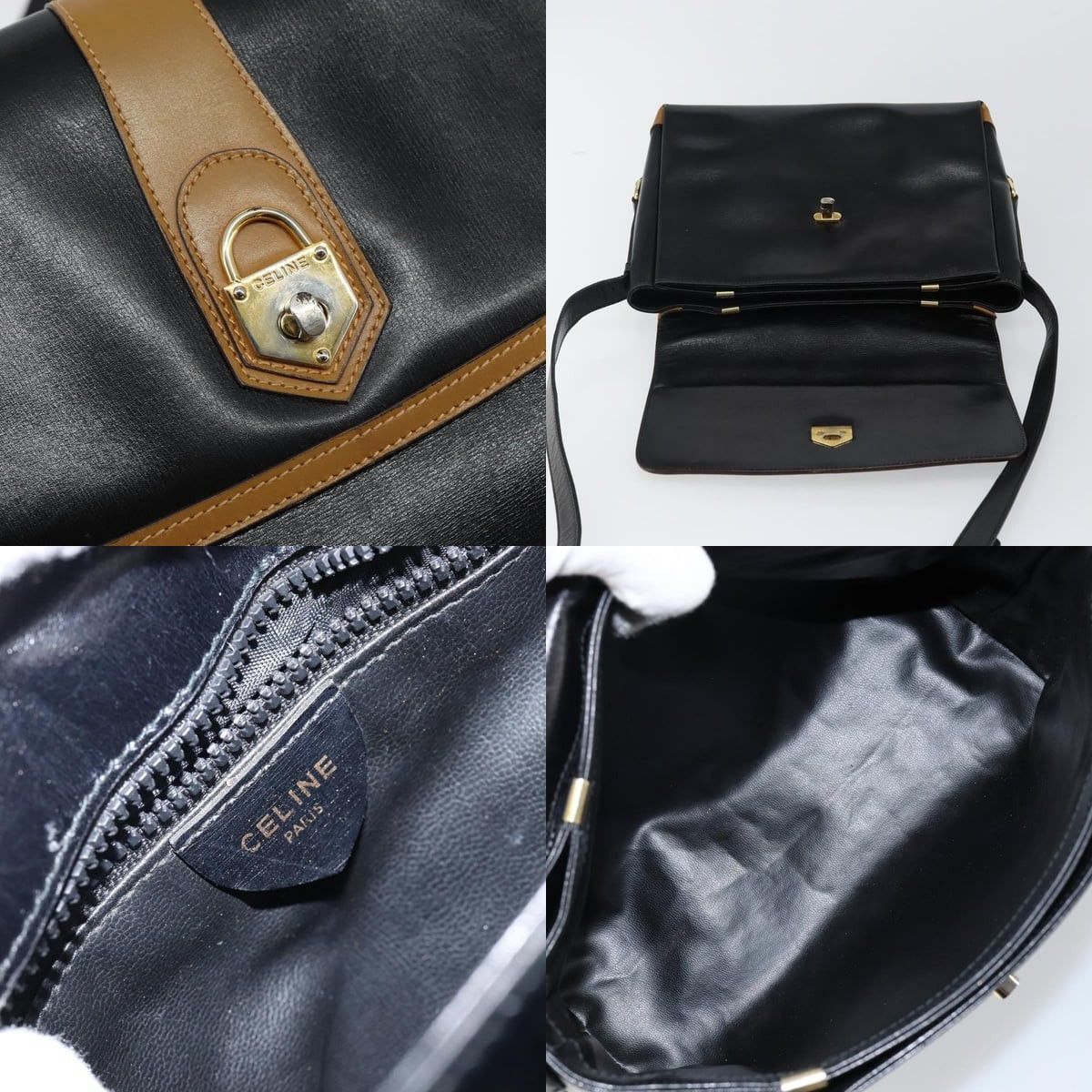 Celine CELINE Shoulder Bag Leather Black Gold Size ONE SIZE - 11 Thumbnail