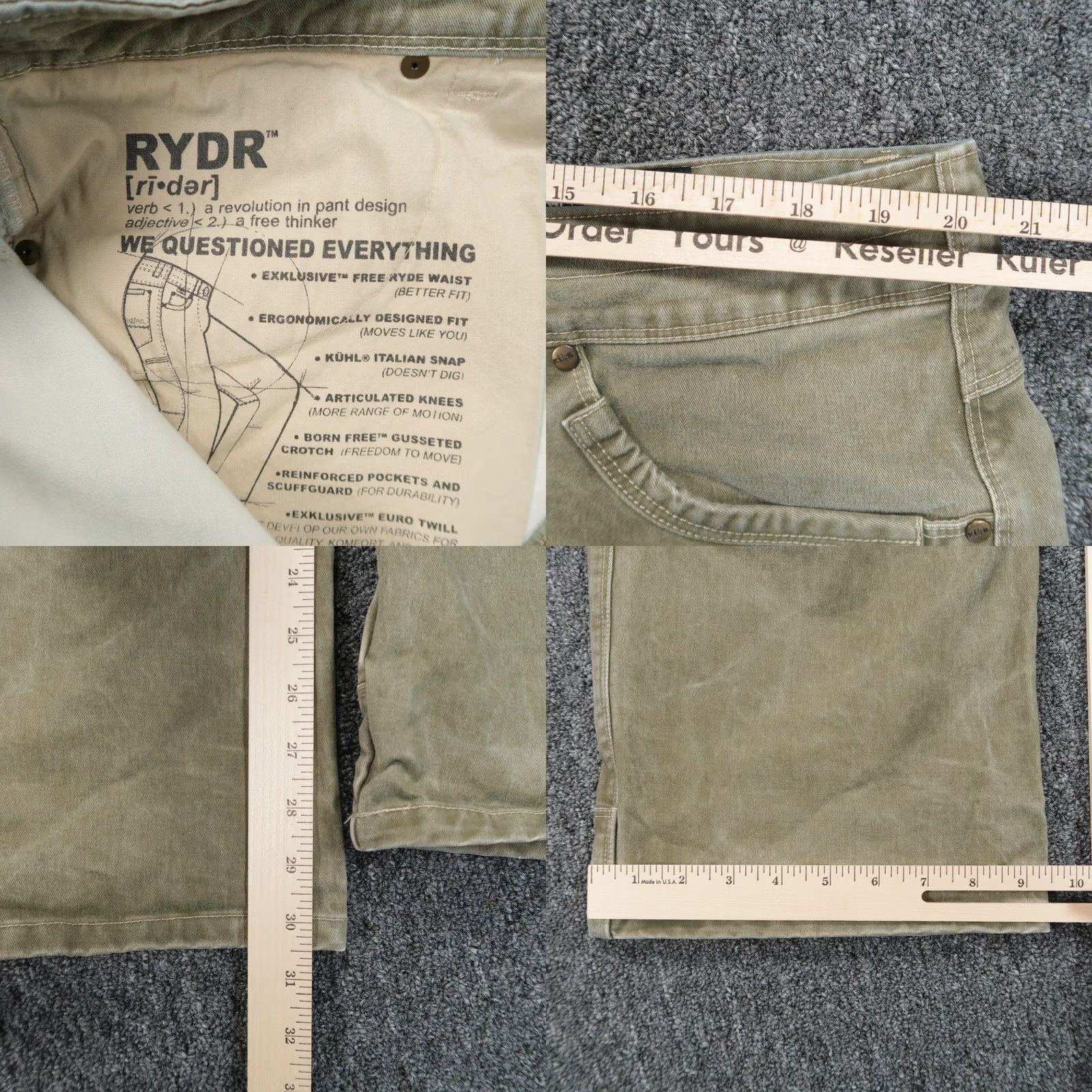 Vintage Kuhl Pants Men 40x30 Green Rydr Vintage Patina Dye Canvas Stretch Hiking Outdoor Size US 40 / EU 56 - 8 Thumbnail