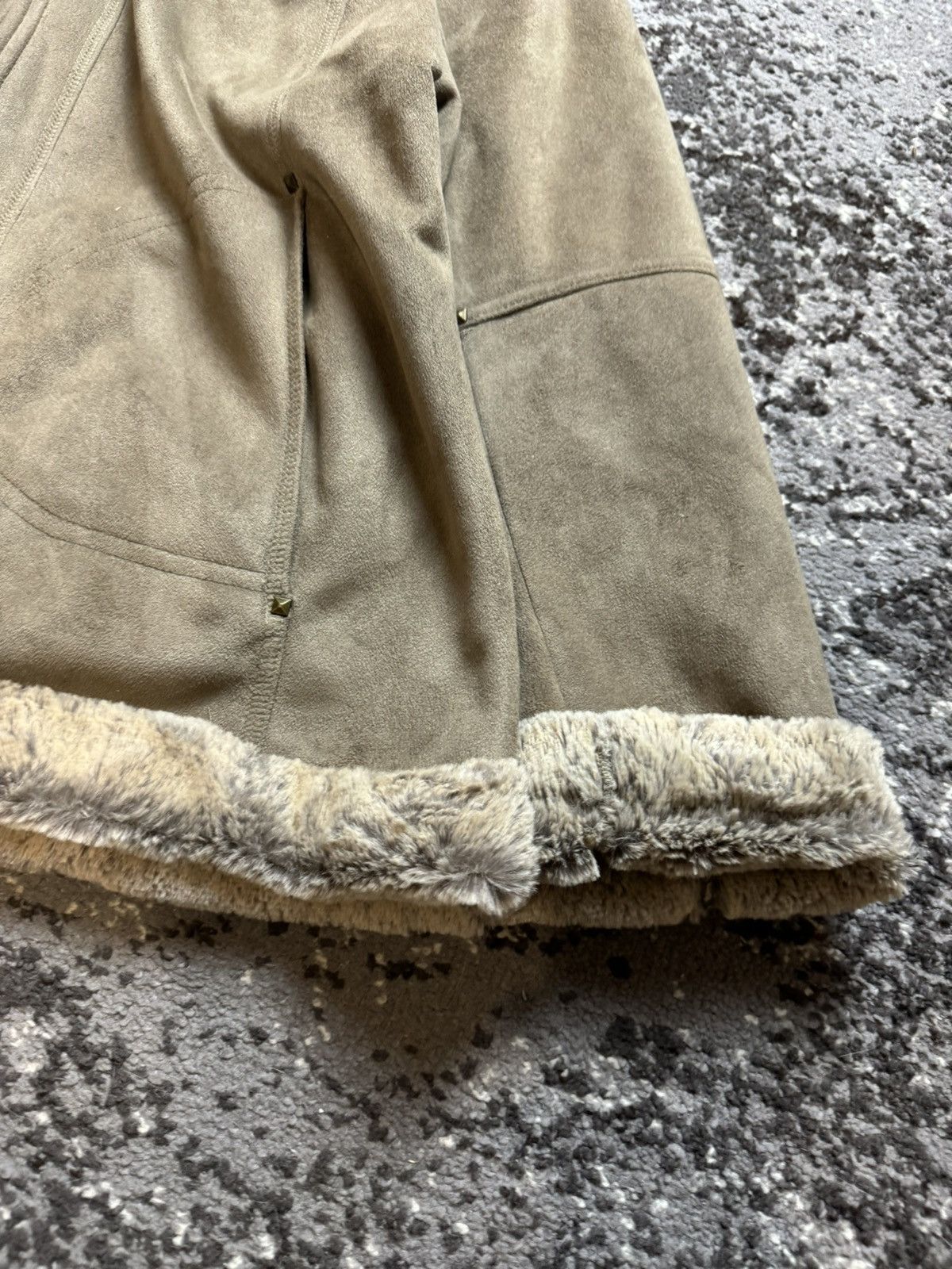 If Six Was Nine × Vintage Vintage Y2K Suede Leather Style Fur Faux Collar Sleeve Jack Size US XL / EU 56 / 4 - 3 Thumbnail