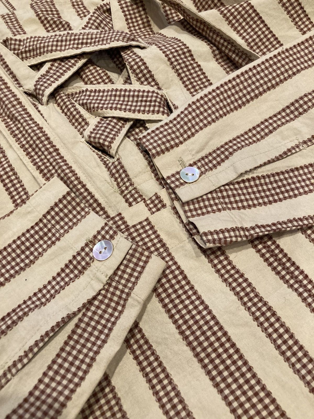 Issey Miyake 80s Issey Miyake Lace Up Striped Shirt Size L / US 10 / IT 46 - 13 Thumbnail