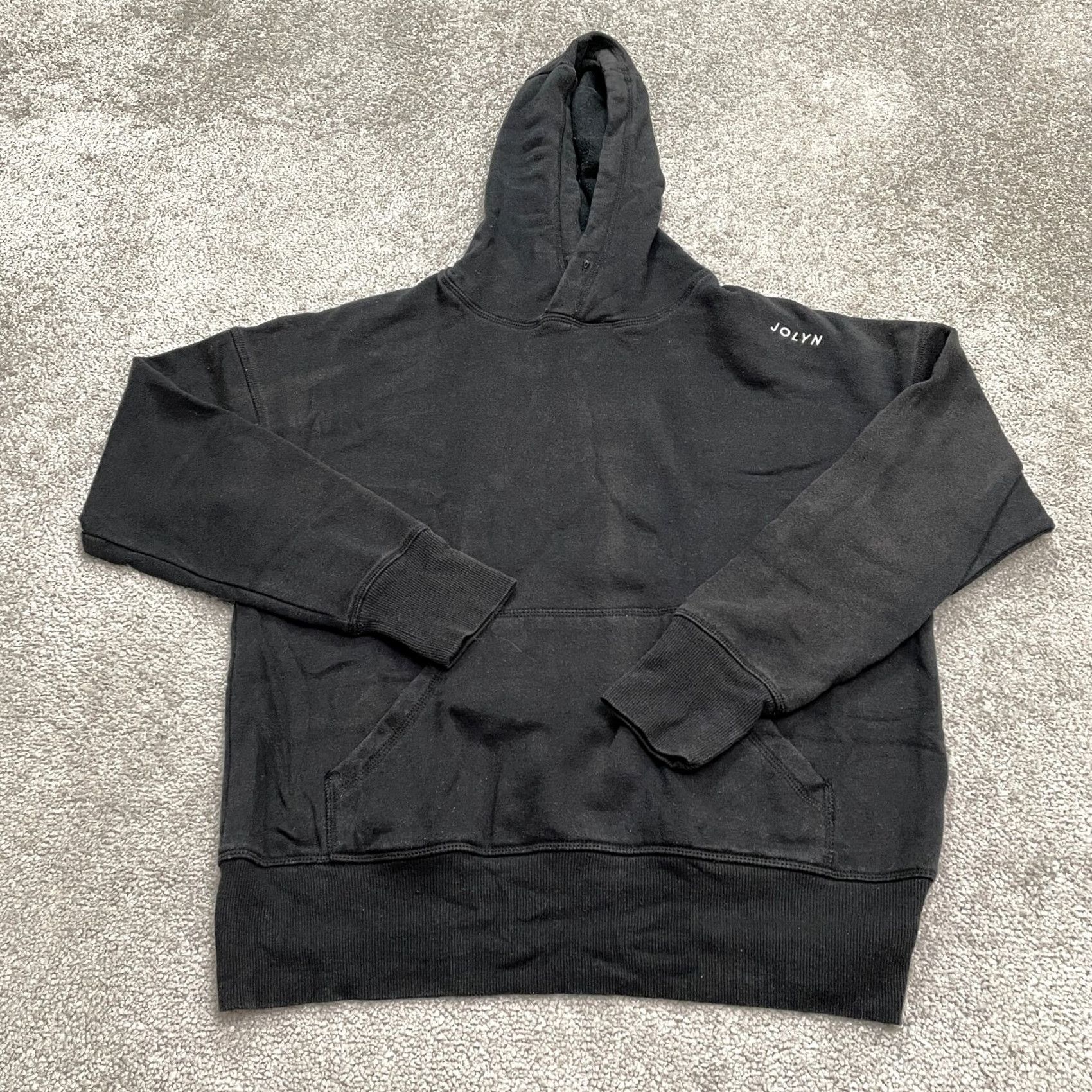 Vintage Jolyn Hoodie Pullover XS Black Embroidered Logo Pockets Womens Size XS / US 0-2 / IT 36-38 - 2 Thumbnail