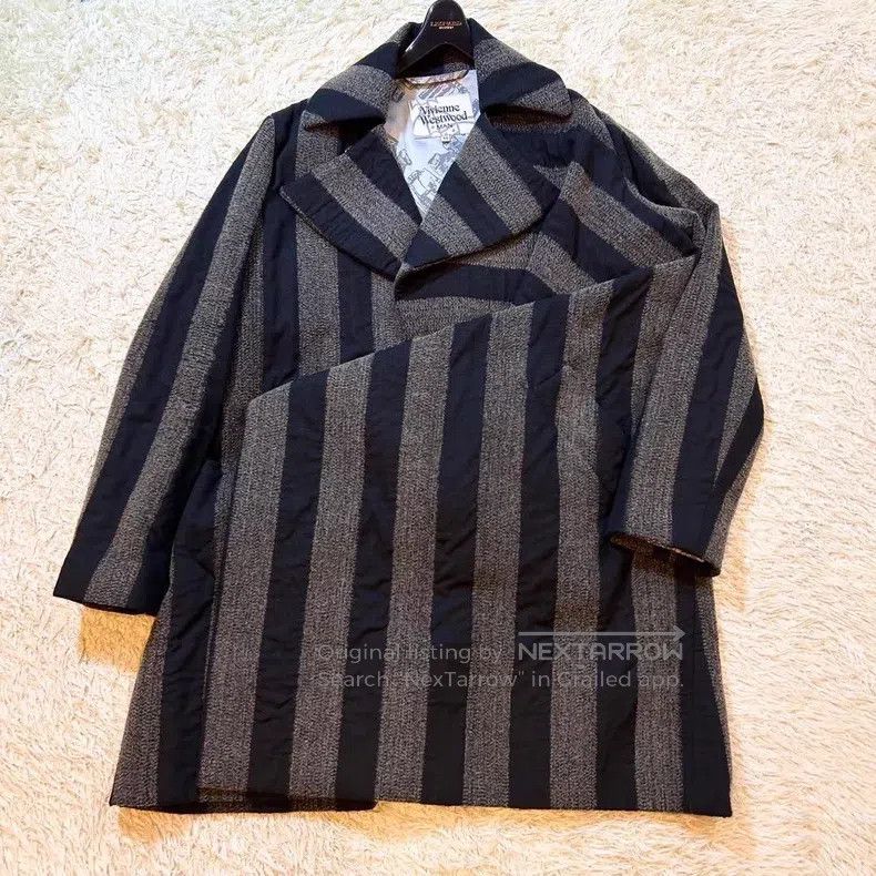 Vivienne Westwood Vivienne Westwood Deformed Wool Striped Overcoat, Man Asym Size M / US 6-8 / IT 42-44 - 3 Thumbnail