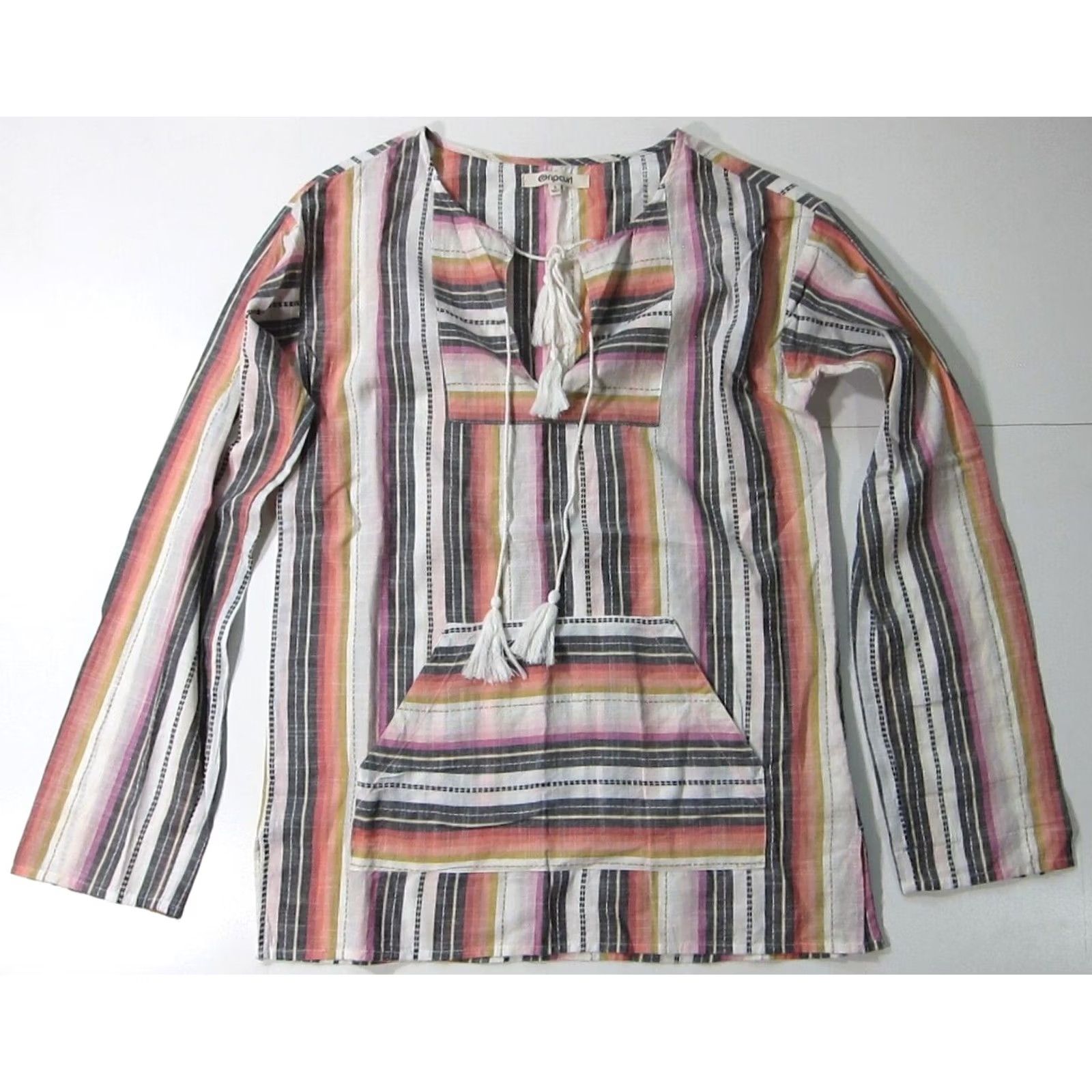Rip Curl Ripcurl 100% Cotton Purple Pink White Stripe Long Sleeve Pocket Tunic Blouse Small Size S / US 4 / IT 40 - 7 Thumbnail