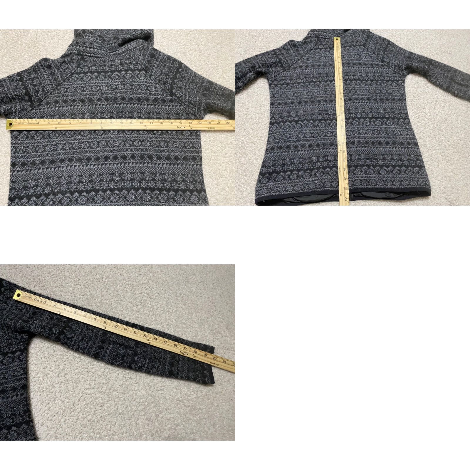 Vintage Skyr Jacket Geometric Fleece Wool Blend Hooded Gray Black Women's L Large N/A Size L / US 10 / IT 46 - 8 Thumbnail