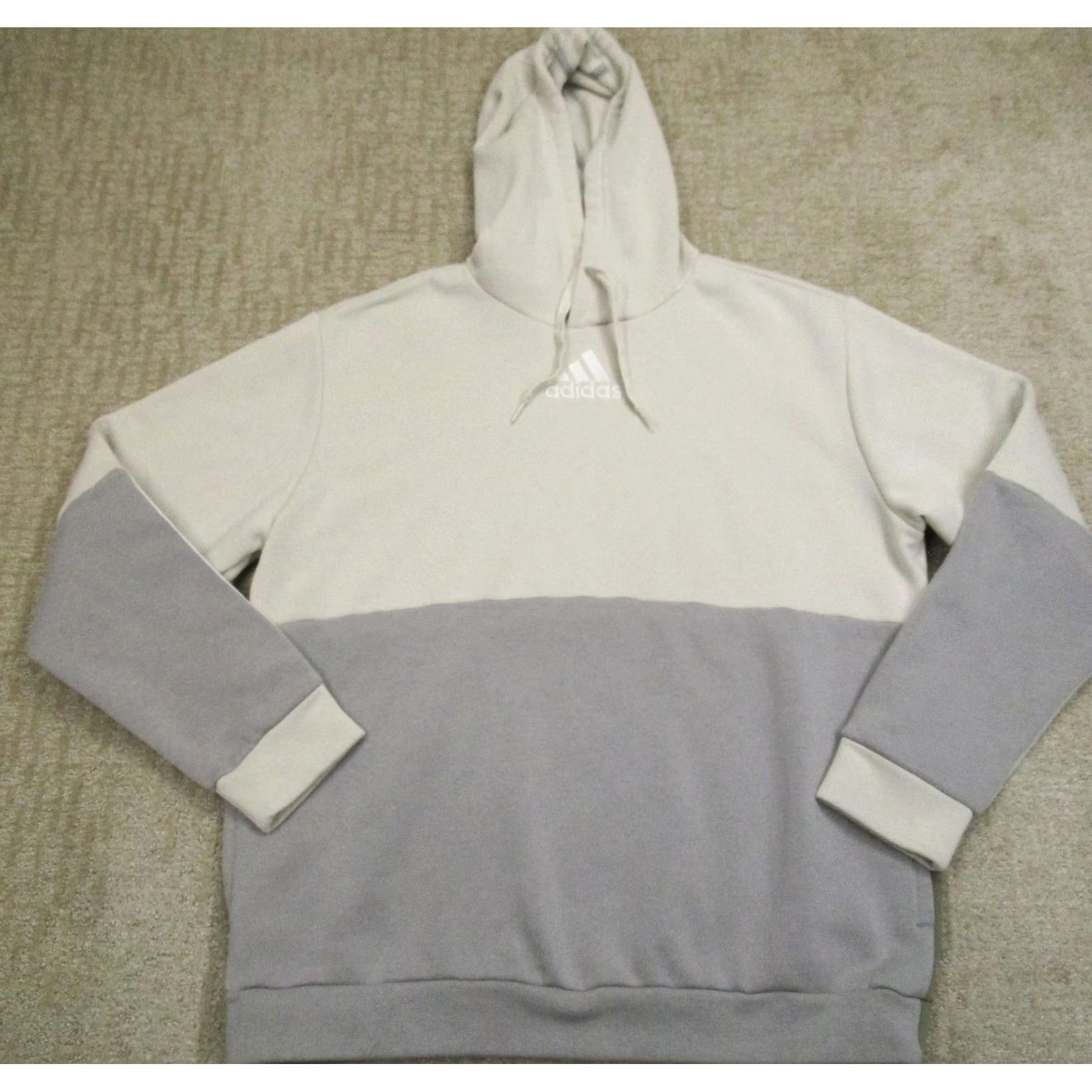 Adidas Adidas Hoodie Men XL Beige Green Colorblock Fleece Sweatshirt Pullover Outdoor Size US XL / EU 56 / 4 - 2 Thumbnail