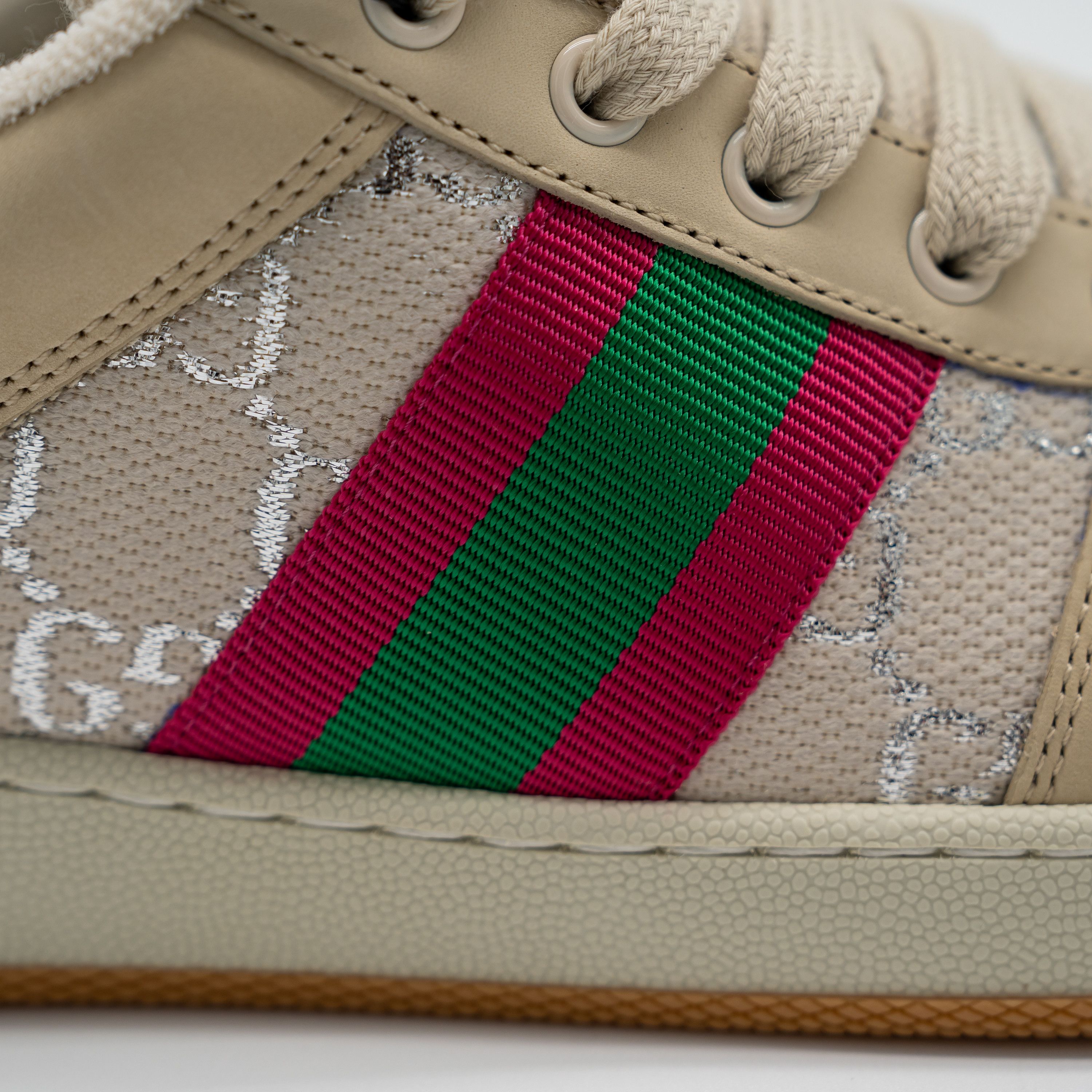 Gucci 11 US Gucci Screener Web Beige Silver Sneakers Nubuck Size US 11 / IT 41 - 9 Thumbnail