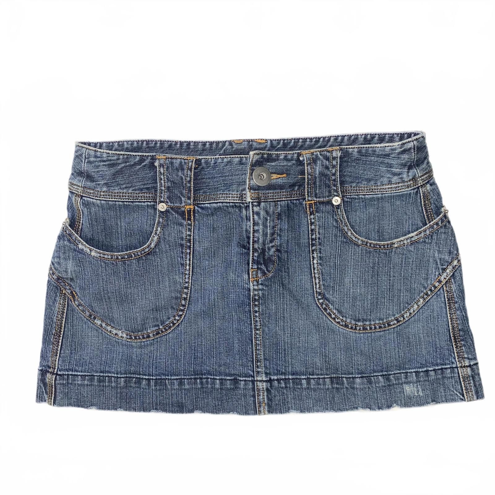 Designer Vintage Y2K London Jeans Blue Denim Mini Skirt Low Rise 6 Size 28" / US 6 / IT 42 - 1 Thumbnail