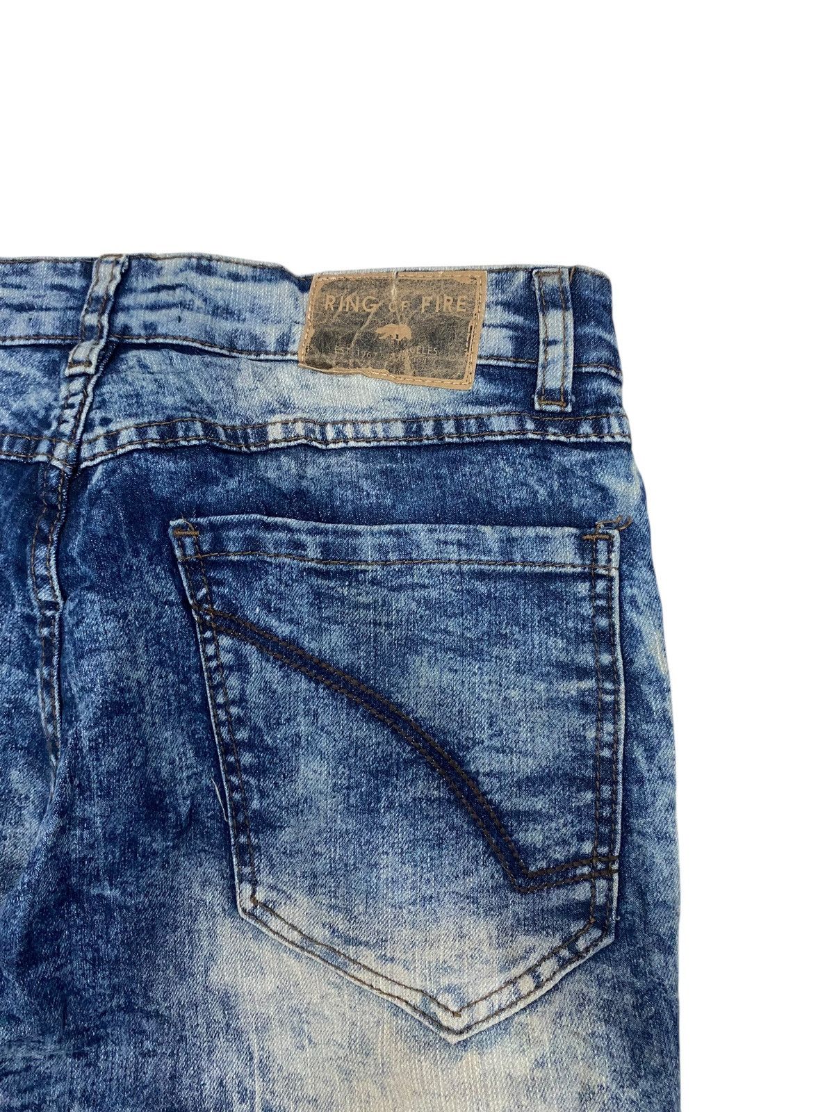 GOSTAR DE FUGA × Japanese Brand Ring of Fire Distressed Acid Washed Zipper Knee Honeycomb Size US 33 - 18 Thumbnail