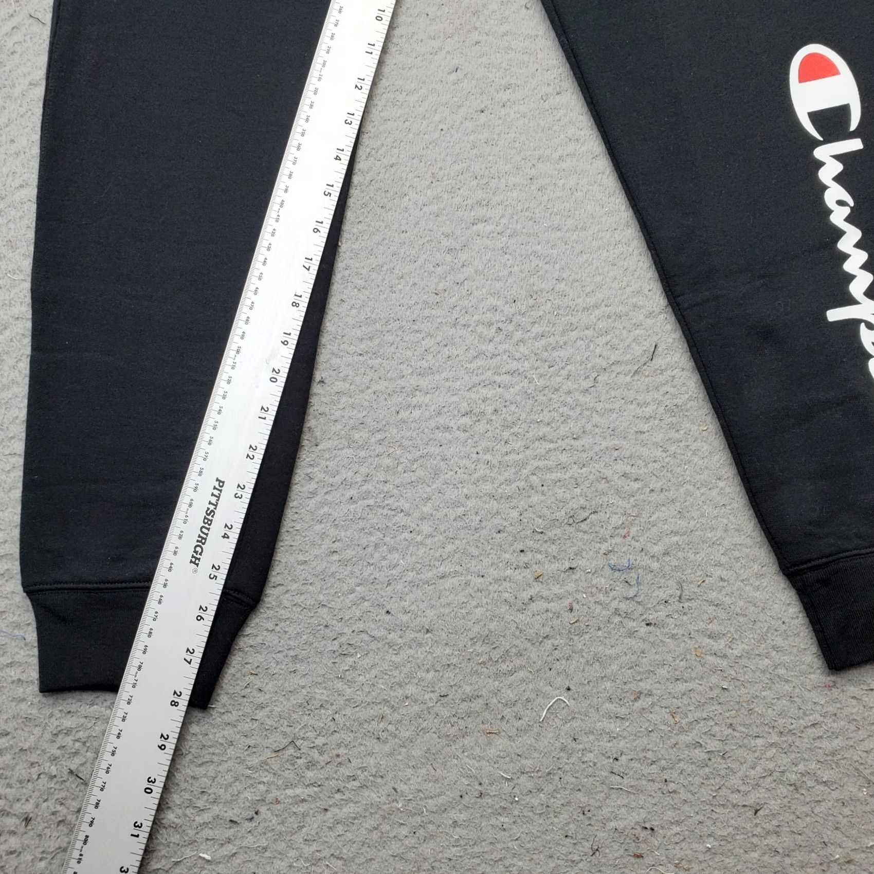 Logo 7 Campions Sweatpants Women S Black Lined Athleticwear Pockets Tapered Leg Script Logo Size 28" / US 6 / IT 42 - 6 Thumbnail