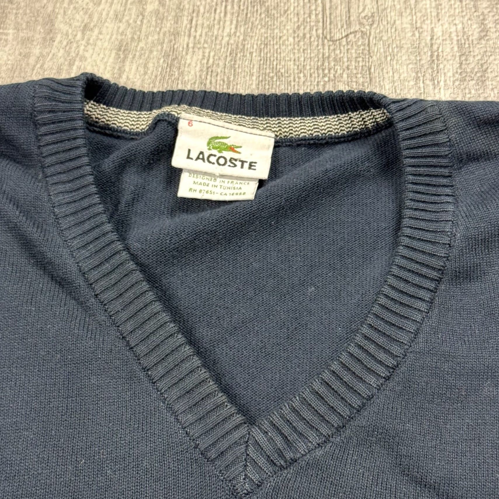 Lacoste LACOSTE MENS SWEATER XL BLUE V-NECK PULLOVER COTTON SOLID LONG SLEEVE Size US XL / EU 56 / 4 - 4 Thumbnail