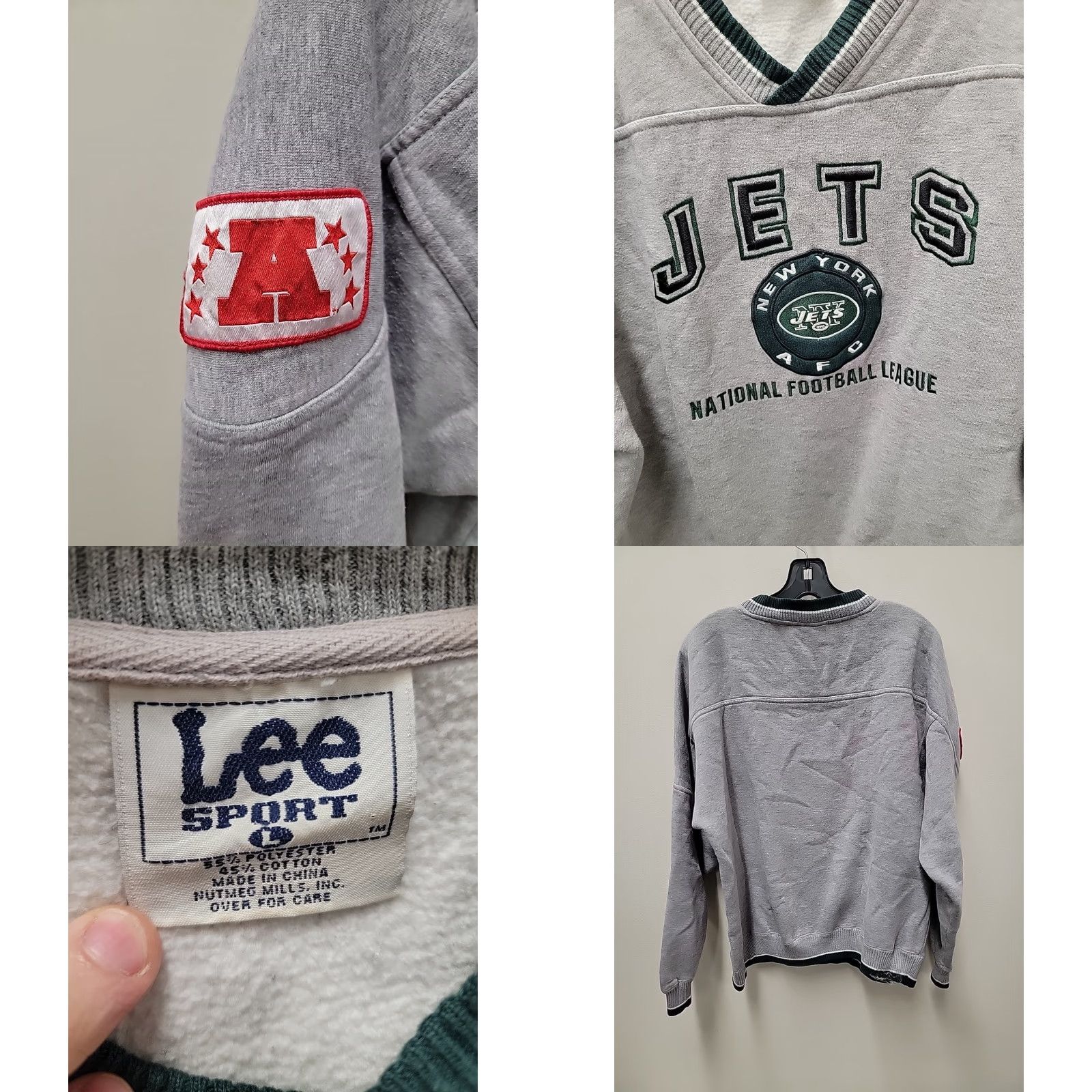 Lee VINTAGE Lee Sport Sweatshirt Embroidered NY Jets NFL Men L Gray Size US L / EU 52-54 / 3 - 8 Thumbnail