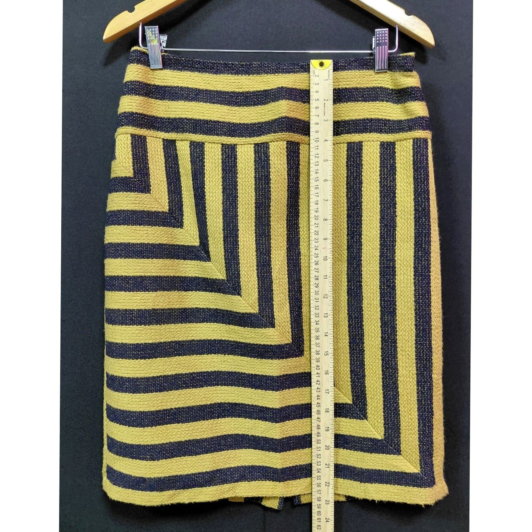 Vintage Eva Franco Skirt Womens 10 Yellow Made USA Striped Black Women Size Size 32" / US 10 / IT 46 - 8 Thumbnail